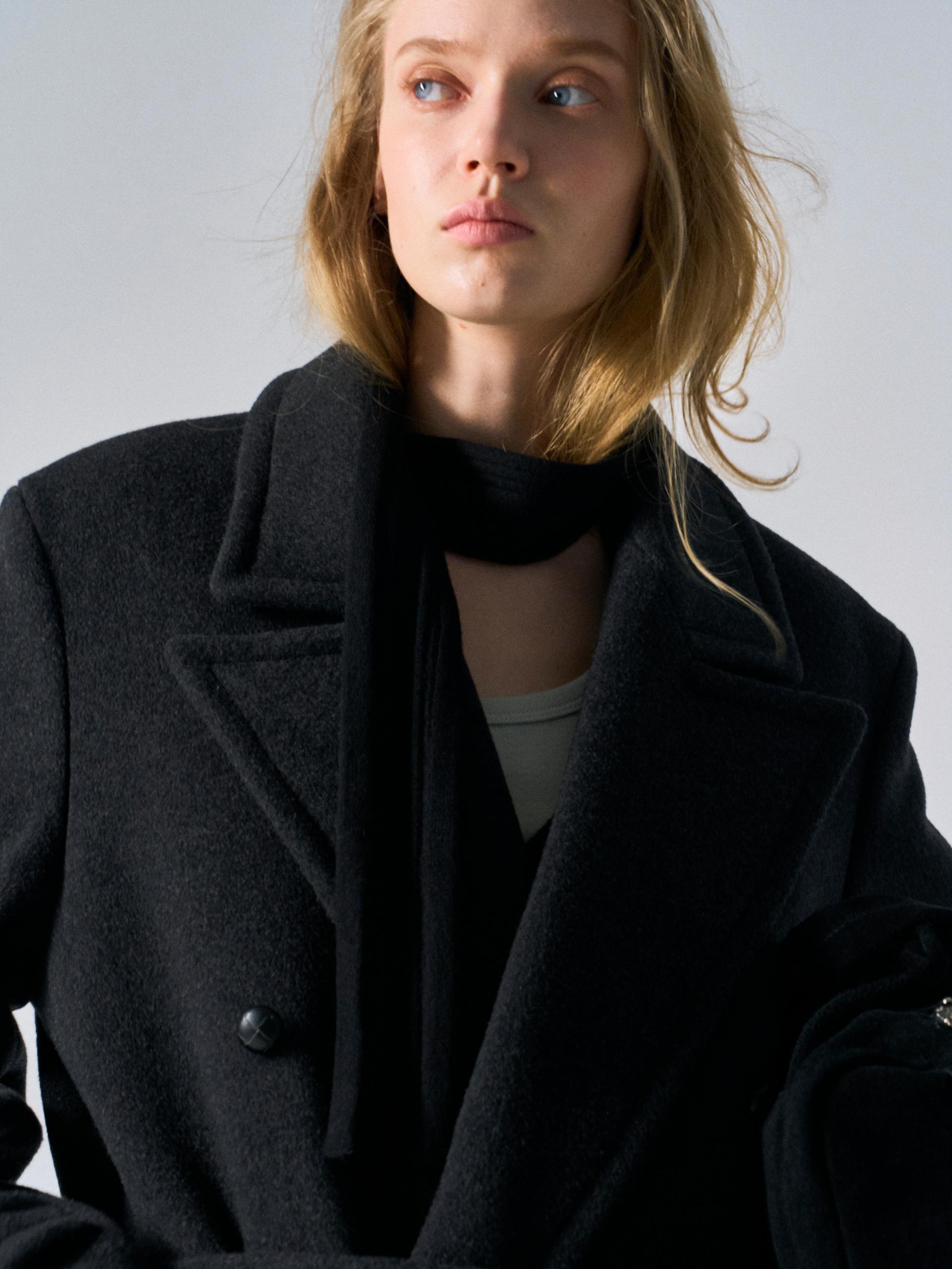 Corwin cashmere double-breasted coat charcoal