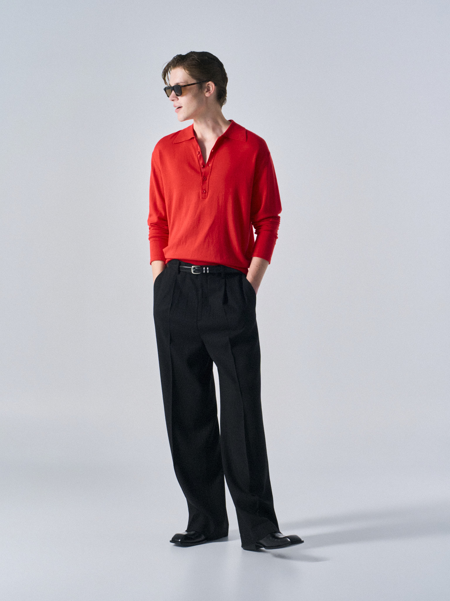 Corin contrast trim polo scarlet