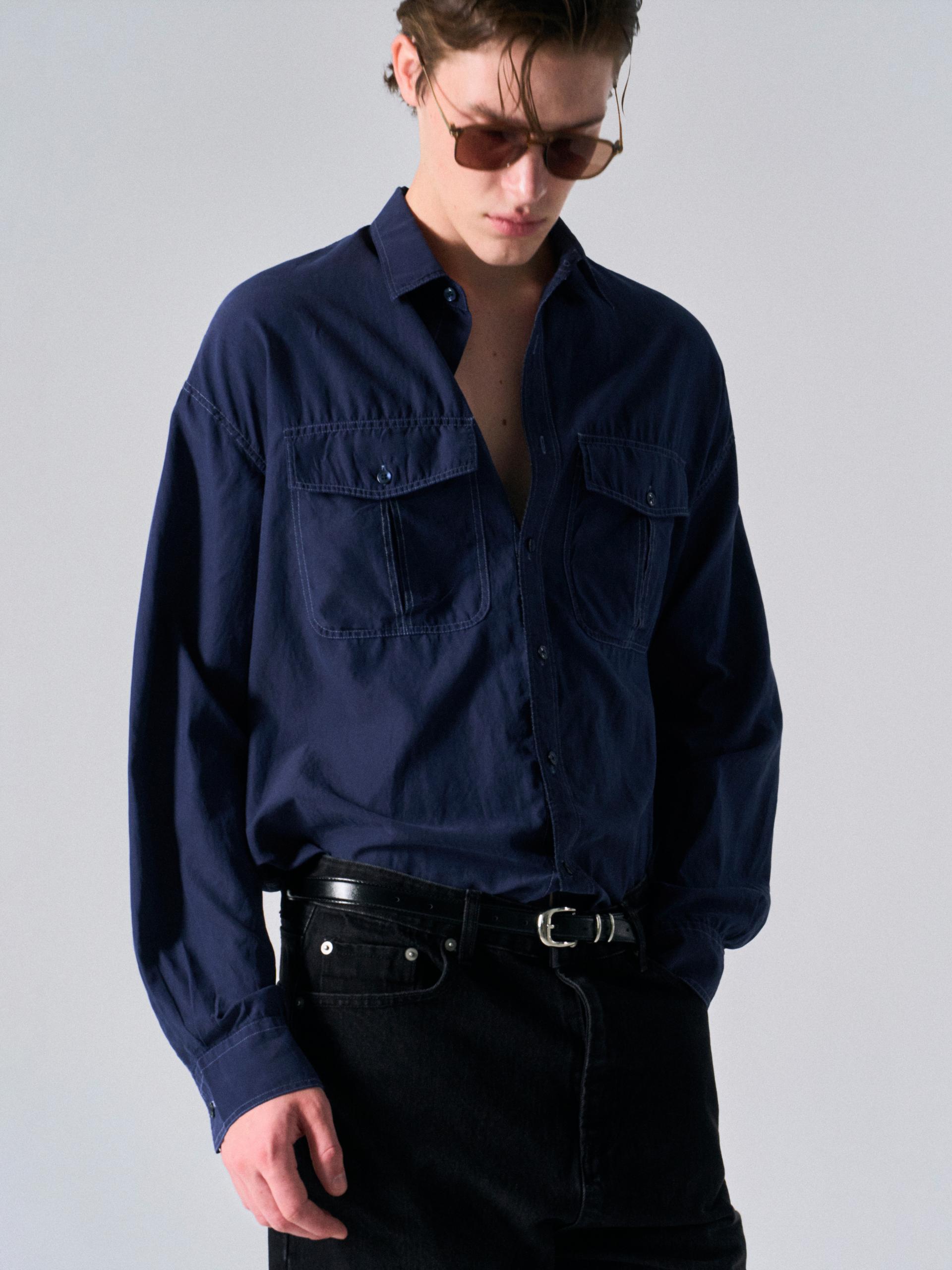Astor silk shirt navy