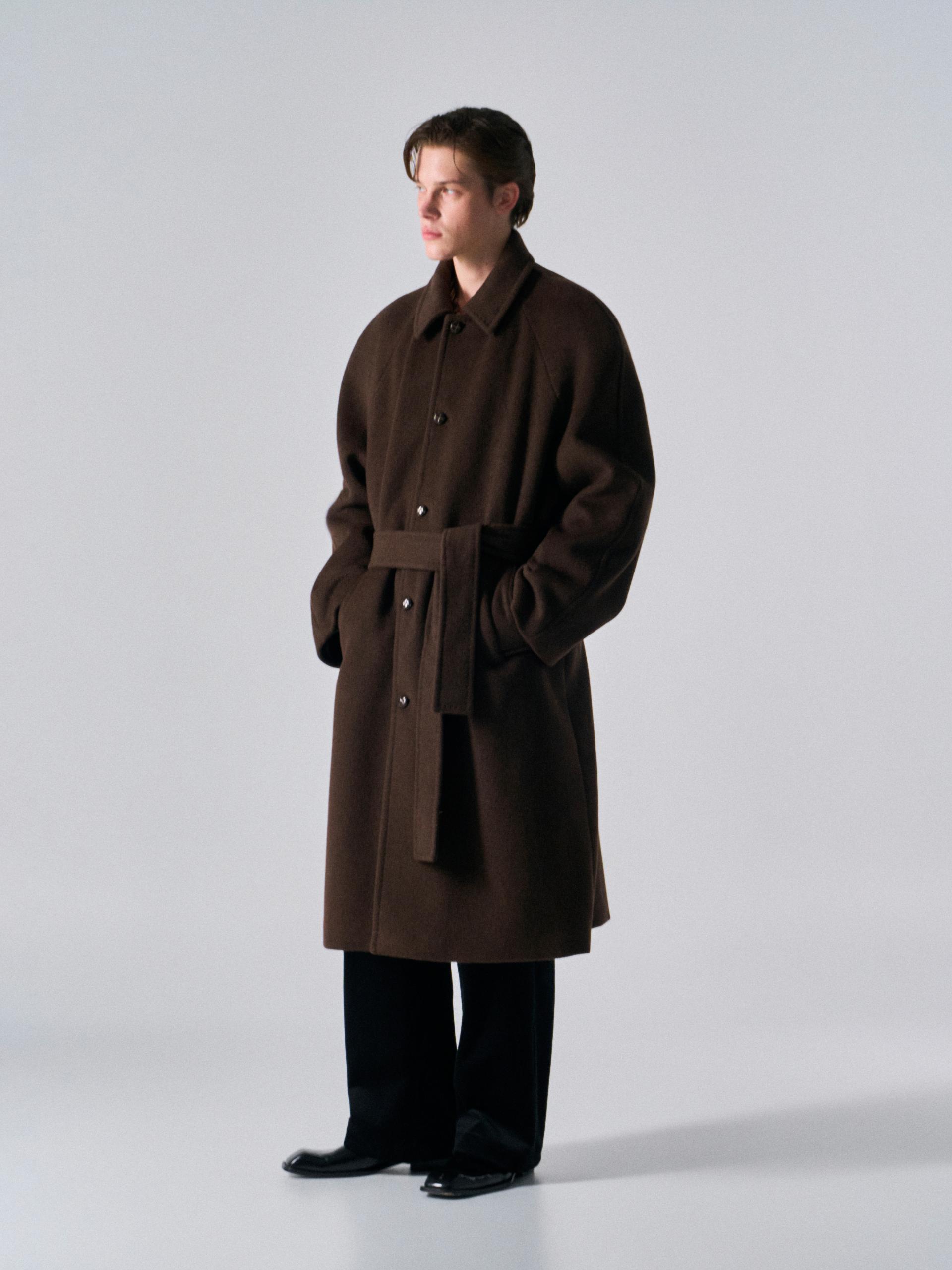 Lawton cashmere arch raglan coat cinnamon