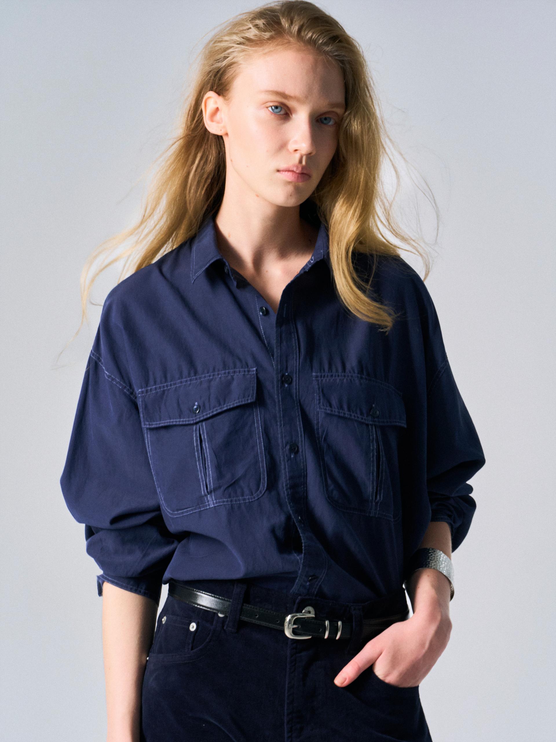 Astor silk shirt navy