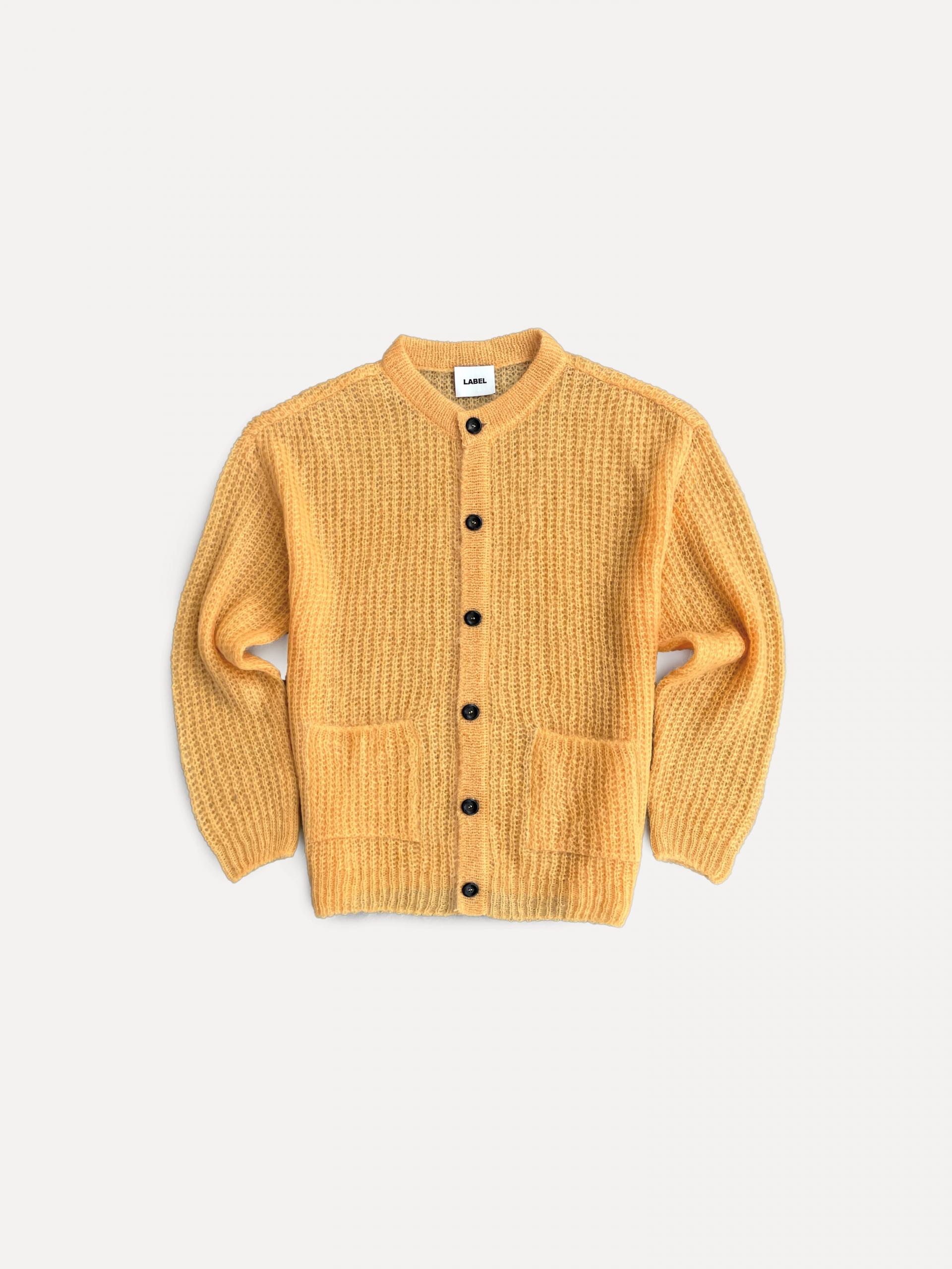 Italy super kid mohair round neck cardigan tangerine