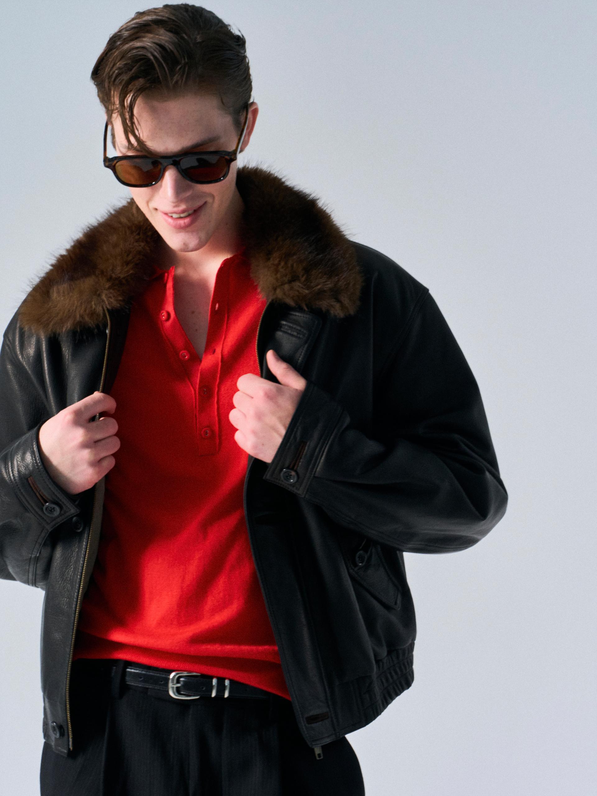 Afton padded leather jacket espresso