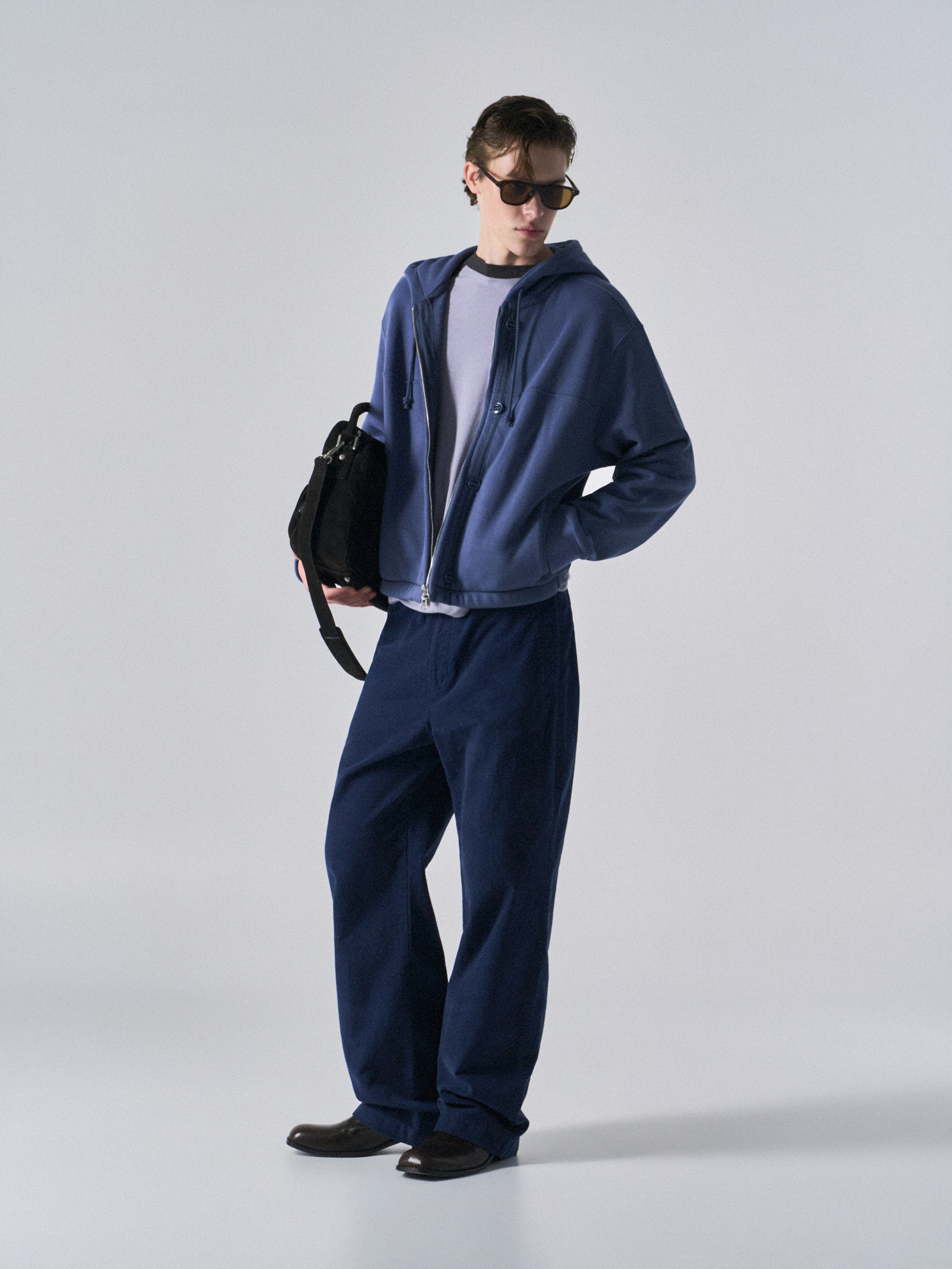 Welby washed cotton pants prussian blue
