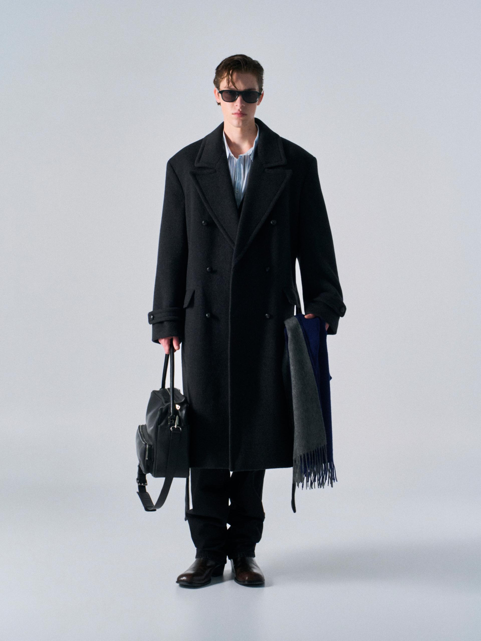 Corwin cashmere double-breasted coat charcoal