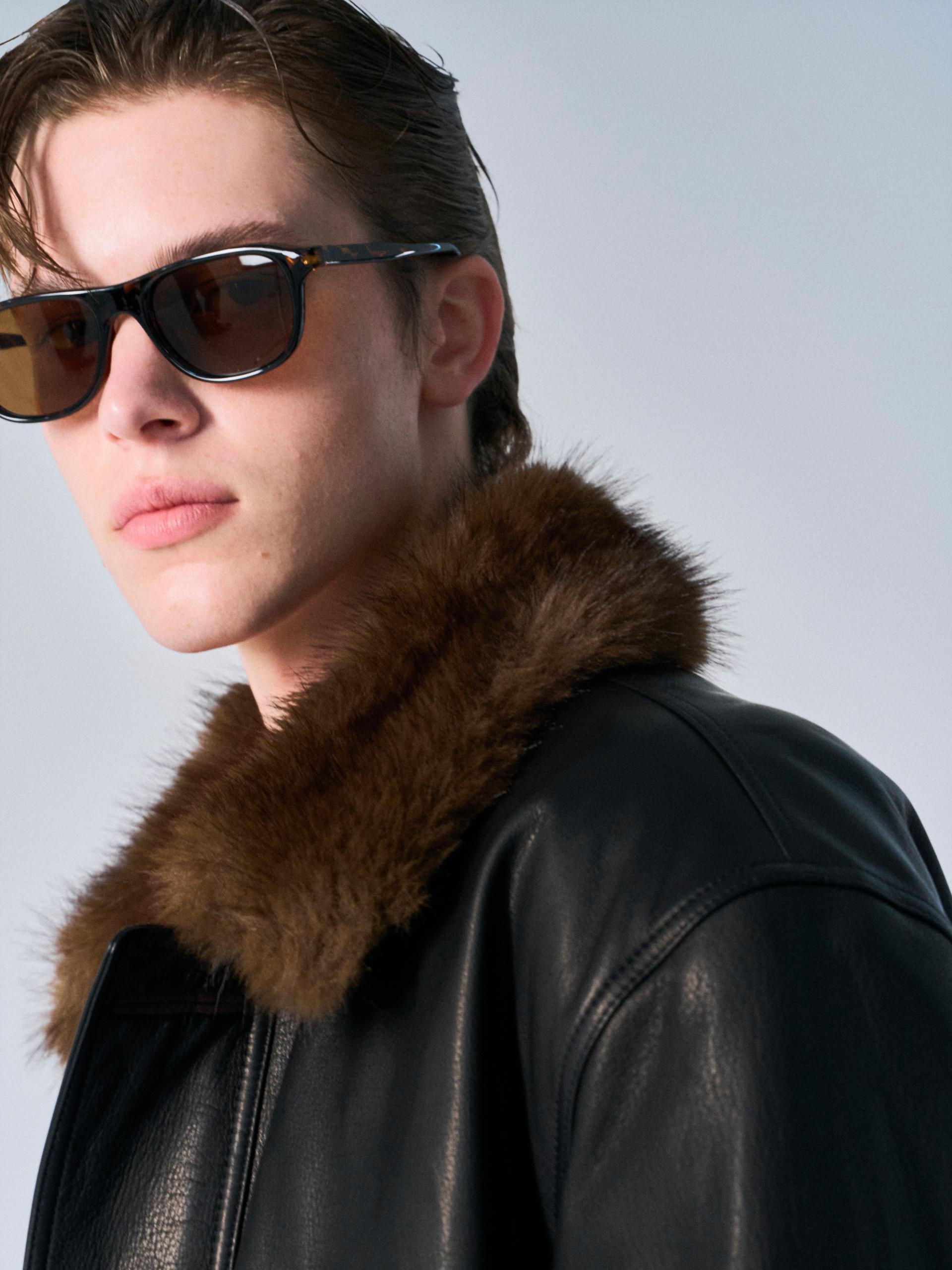 Afton padded leather jacket espresso