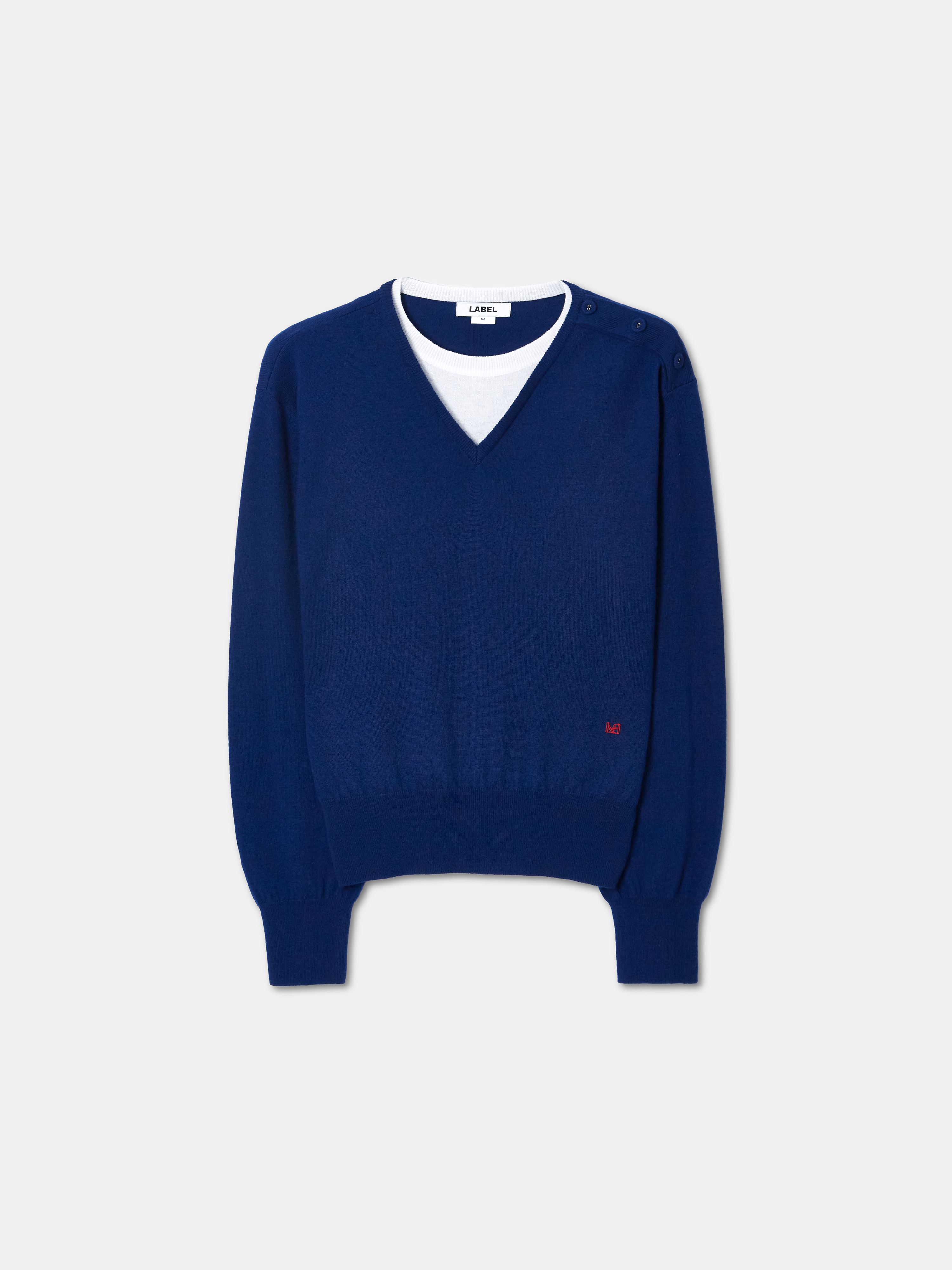 Towns layered v-neck sweater blue