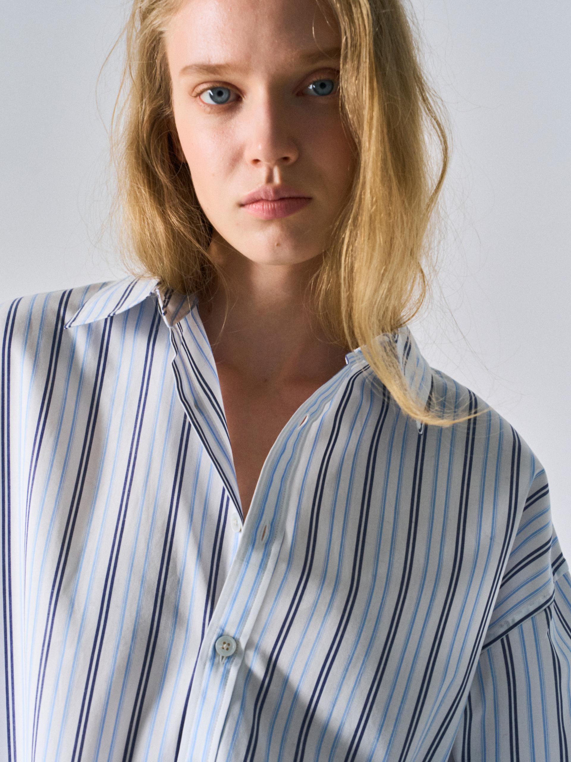 Kent turnback cuff shirt multi blue