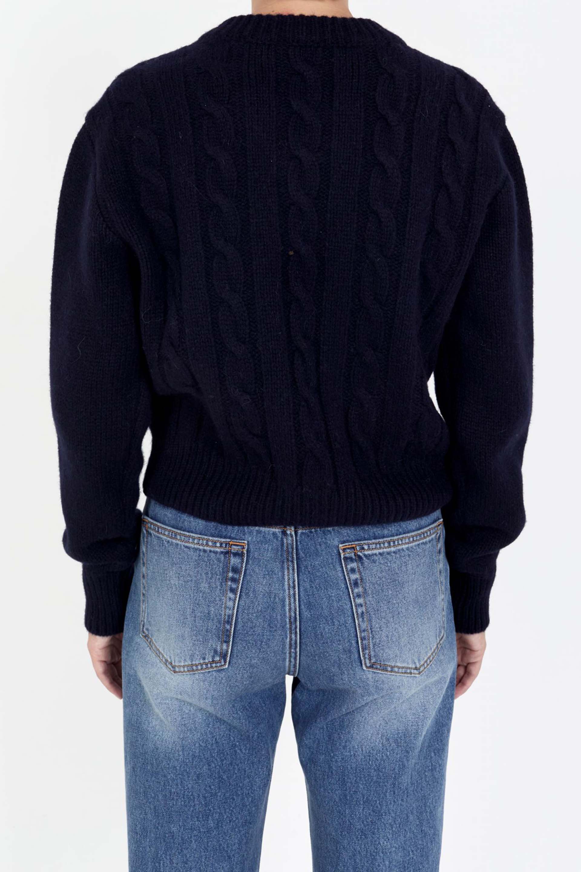 tasmania super wool cable knit navy