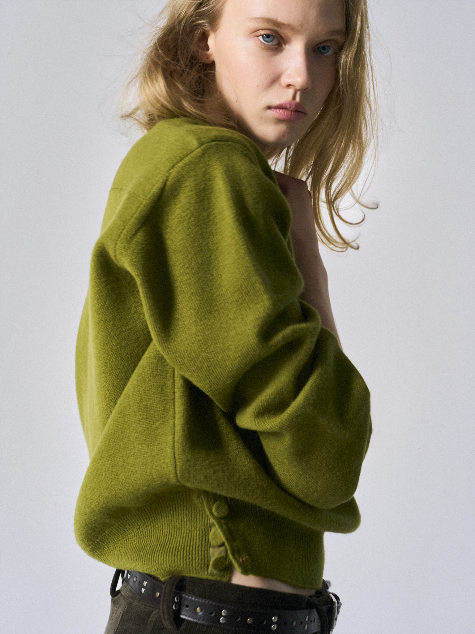 Frost paneled v-neck sweater clover