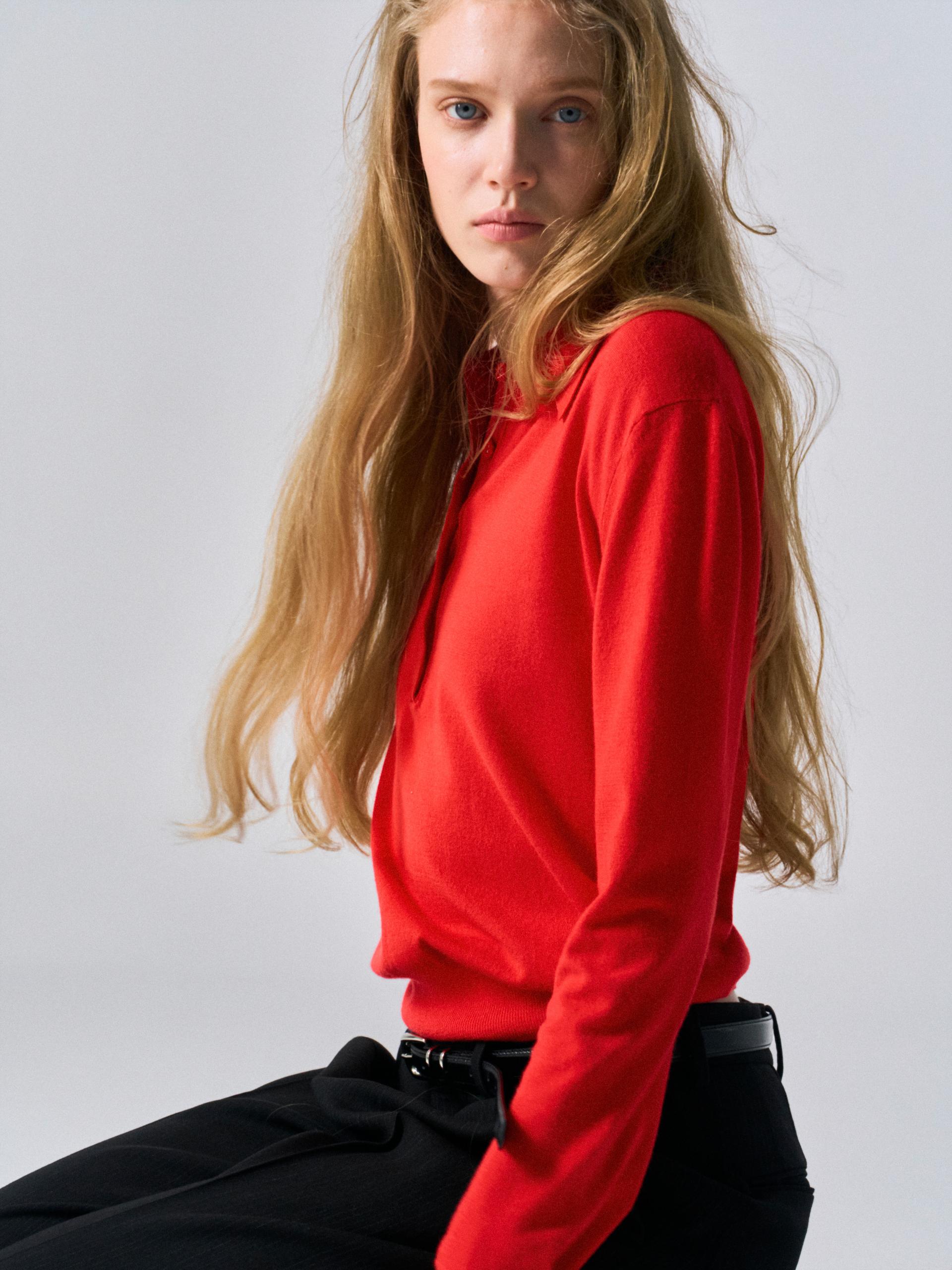 Corin contrast trim polo scarlet