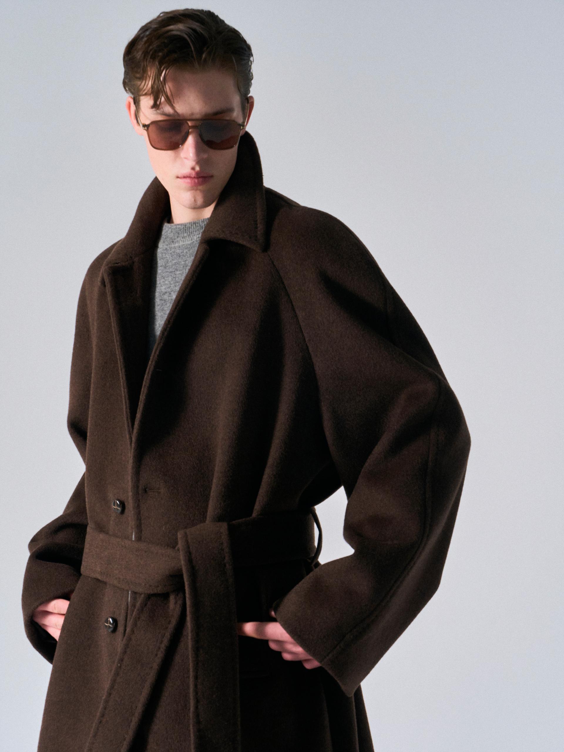 Lawton cashmere arch raglan coat cinnamon