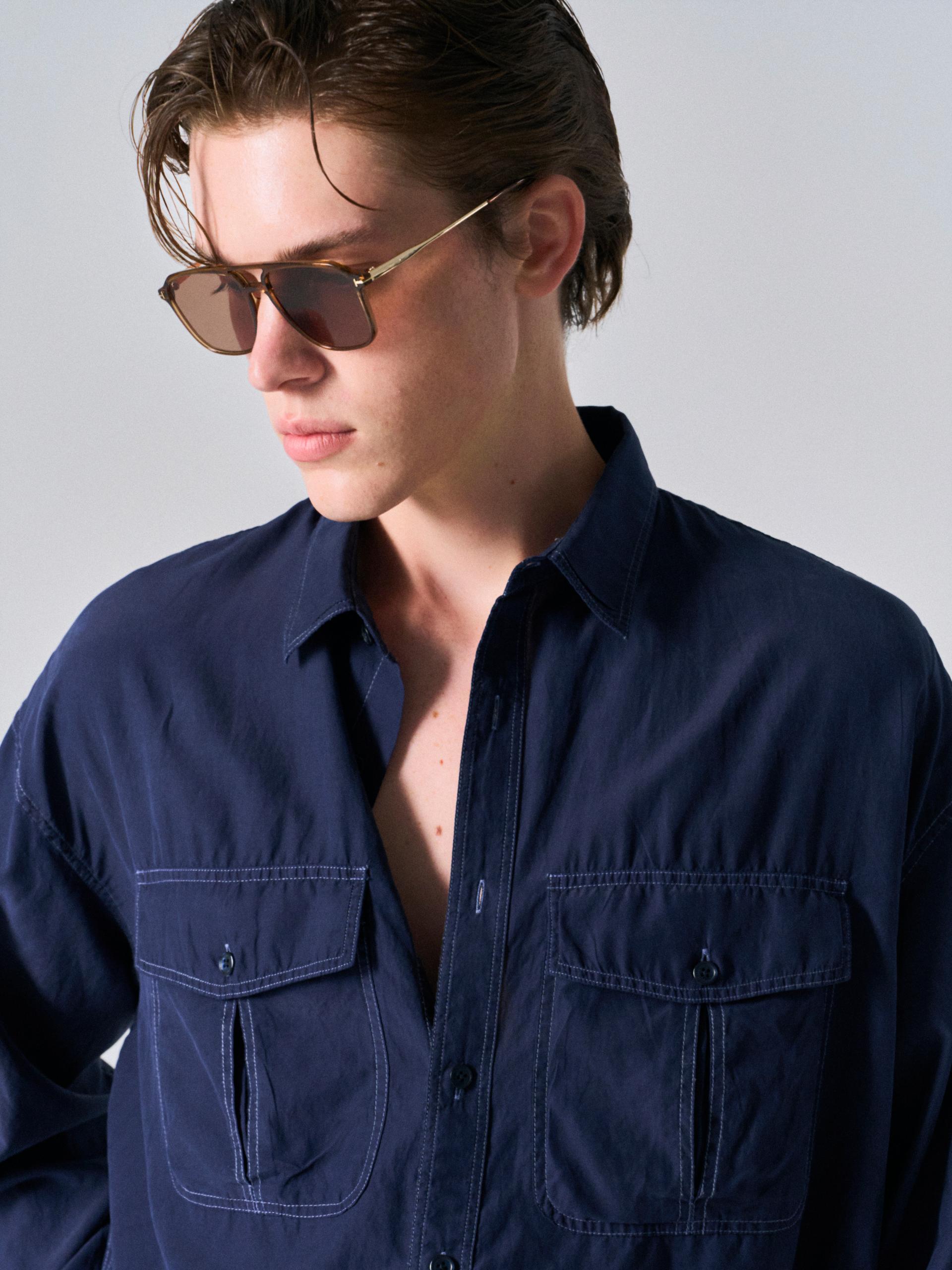 Astor silk shirt navy