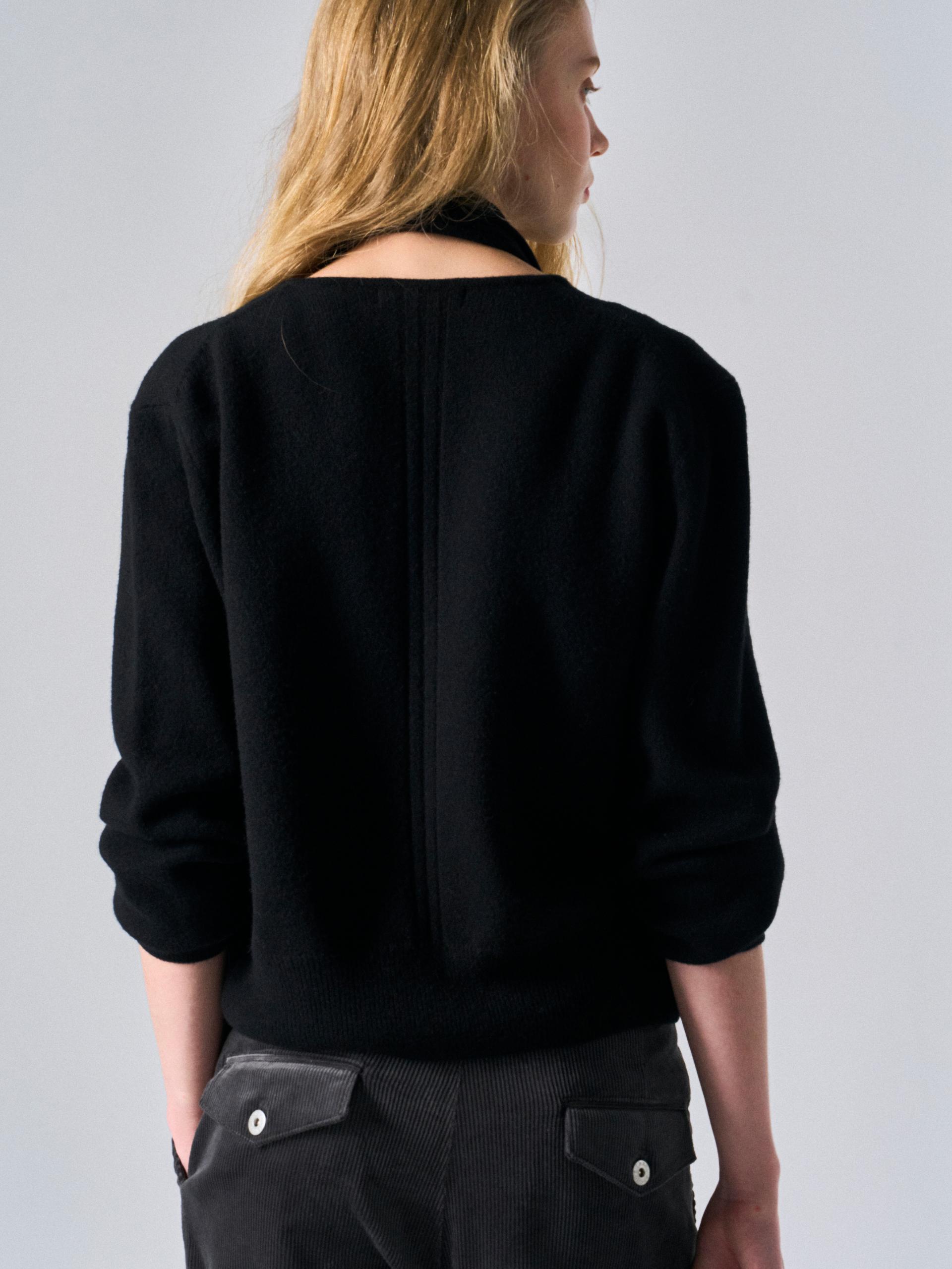 Lou border scarf cardigan black