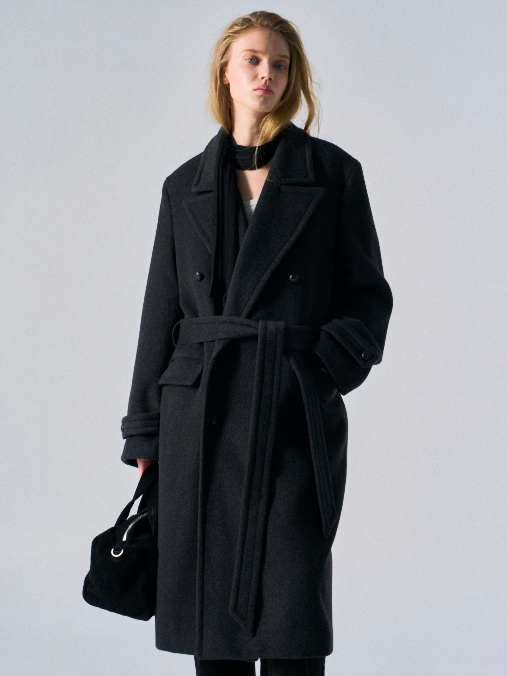 Corwin cashmere double-breasted coat charcoal