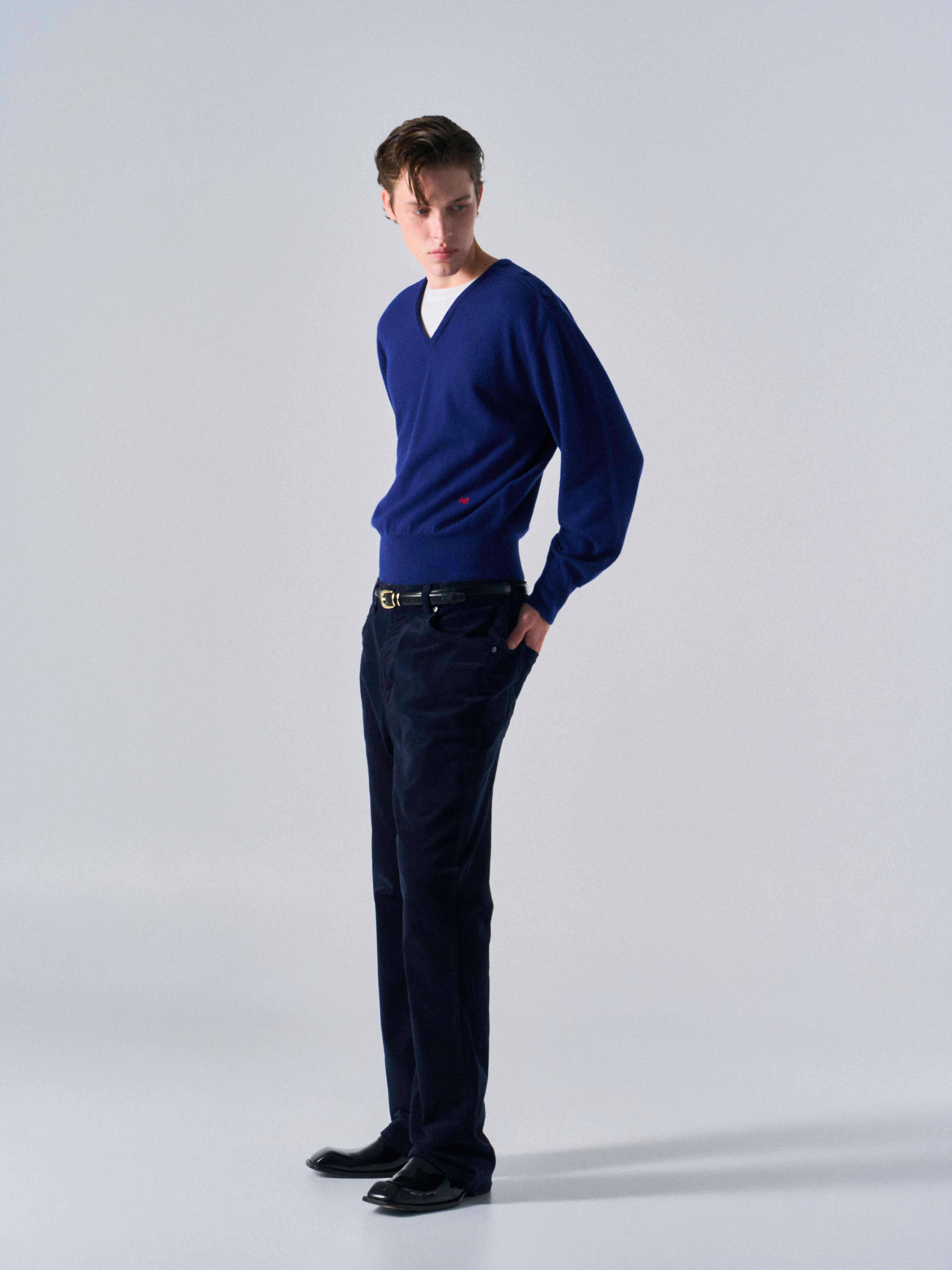 Rodd washed velvet bootcut jeans midnight