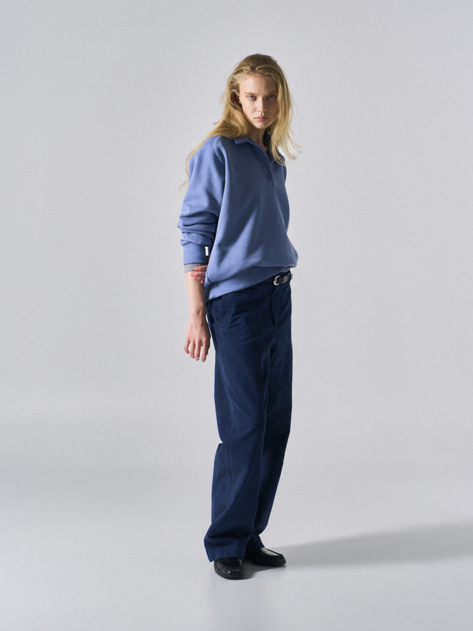 Welby washed cotton pants prussian blue