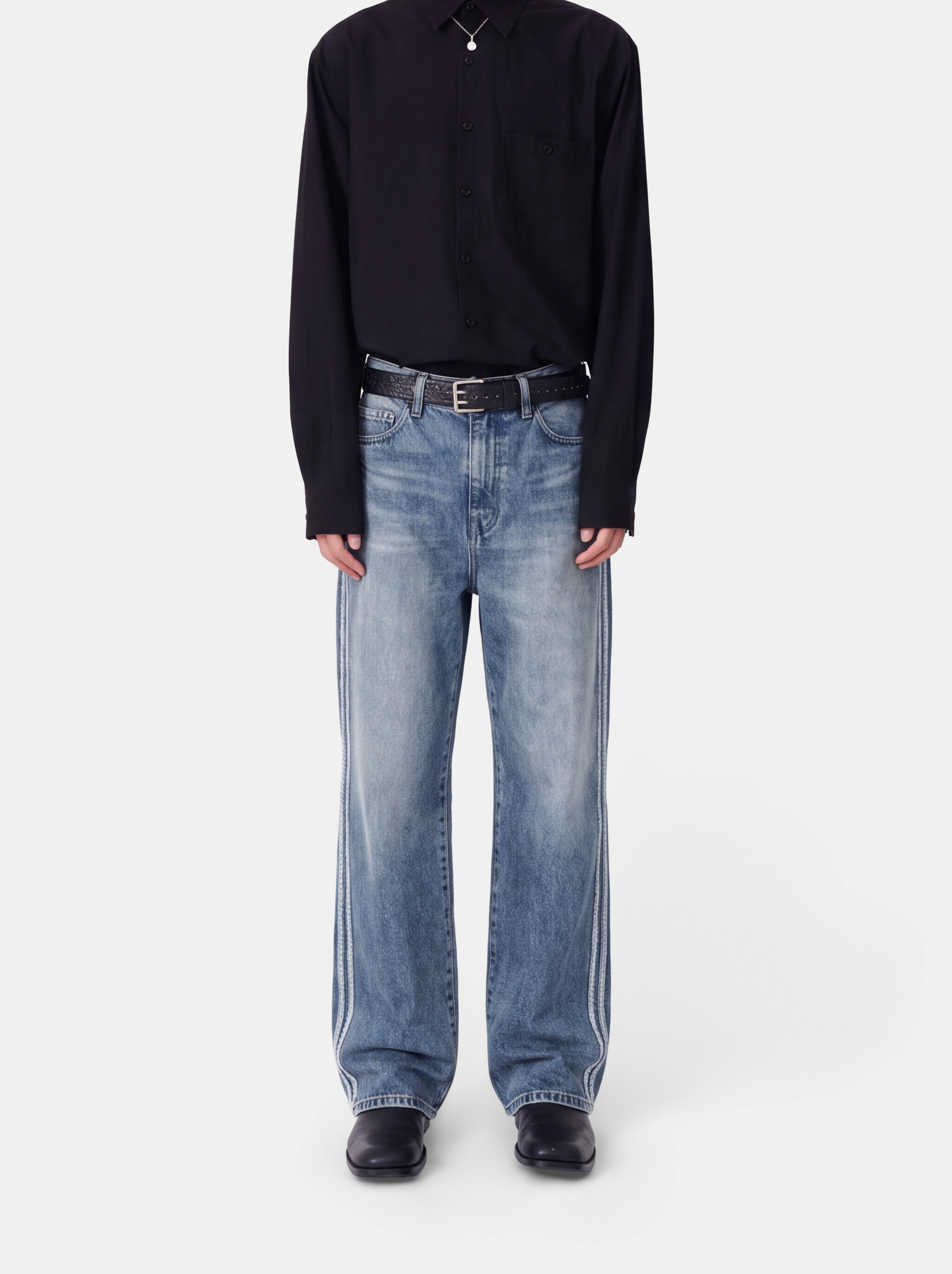 track jeans mid blue wash