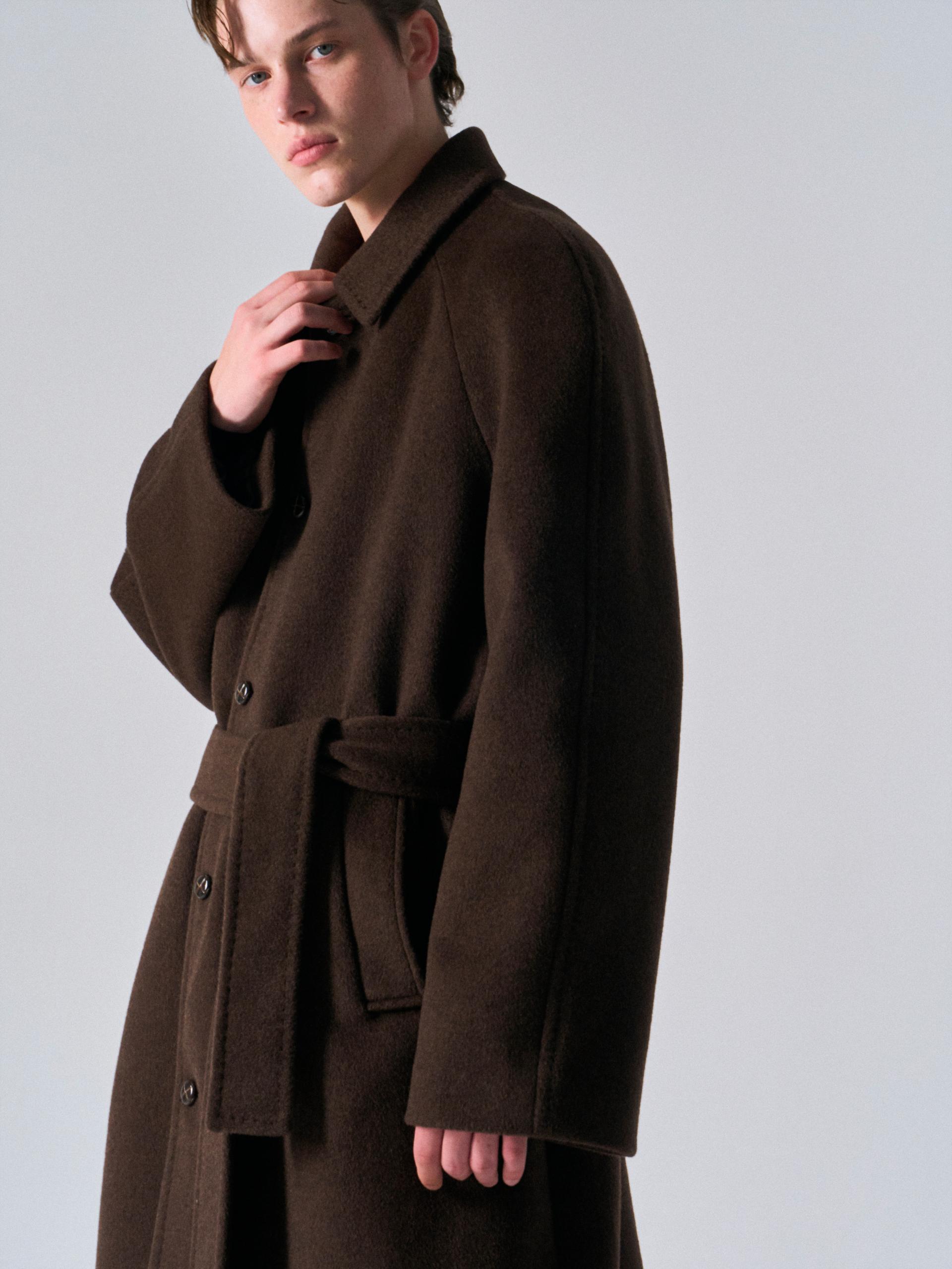 Lawton cashmere arch raglan coat cinnamon