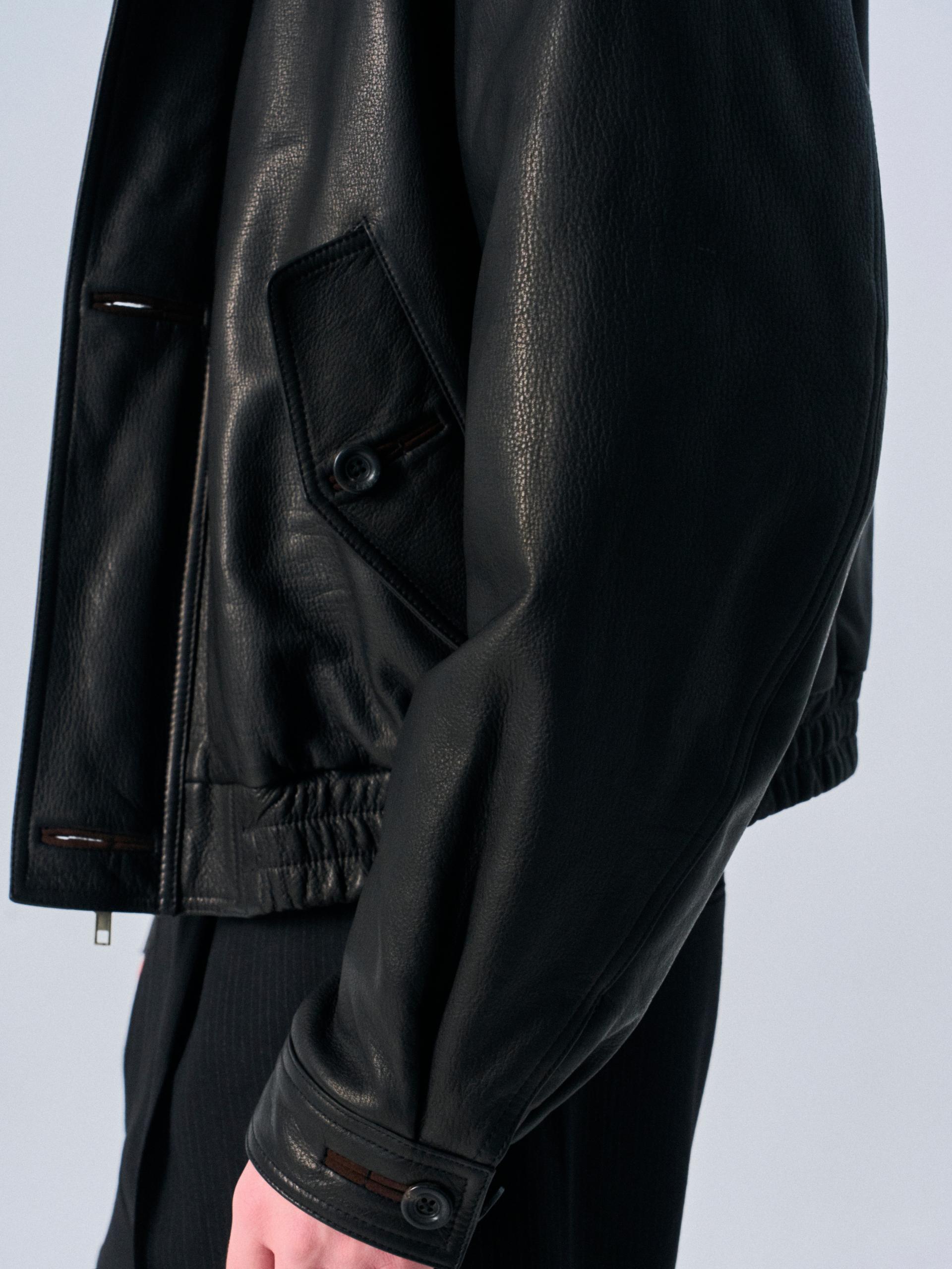 Afton padded leather jacket espresso