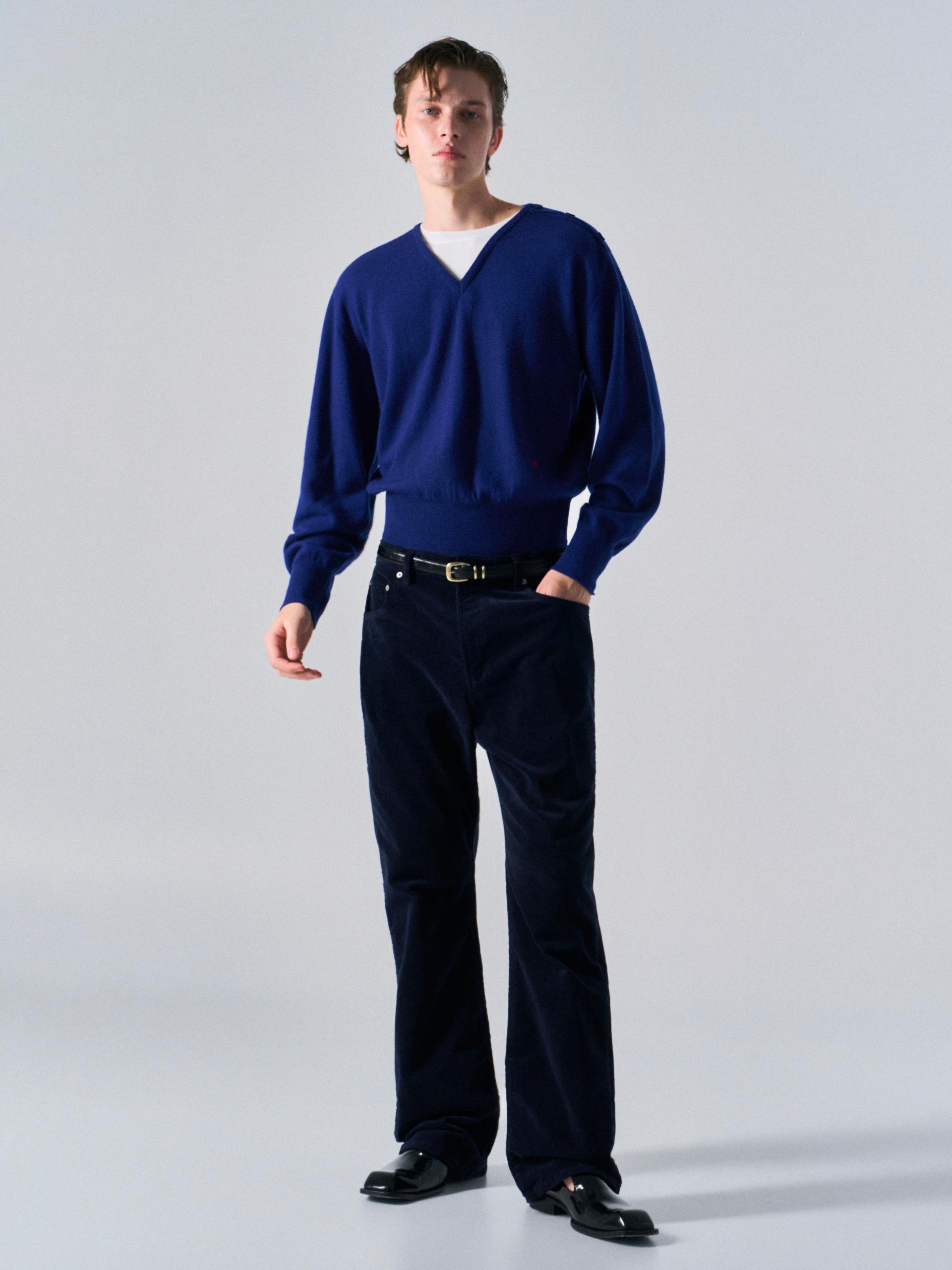 Towns layered v-neck sweater blue