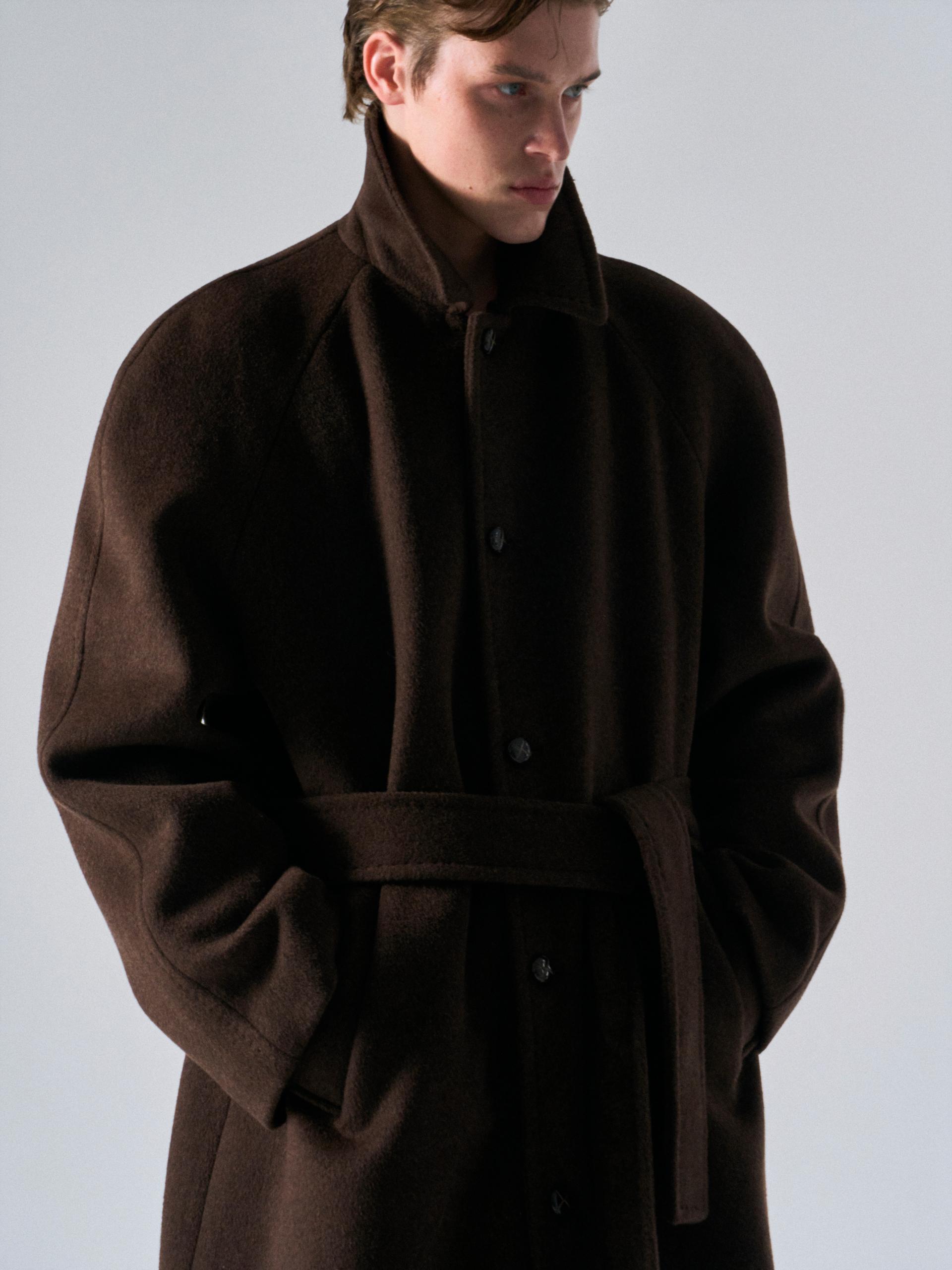 Lawton cashmere arch raglan coat cinnamon