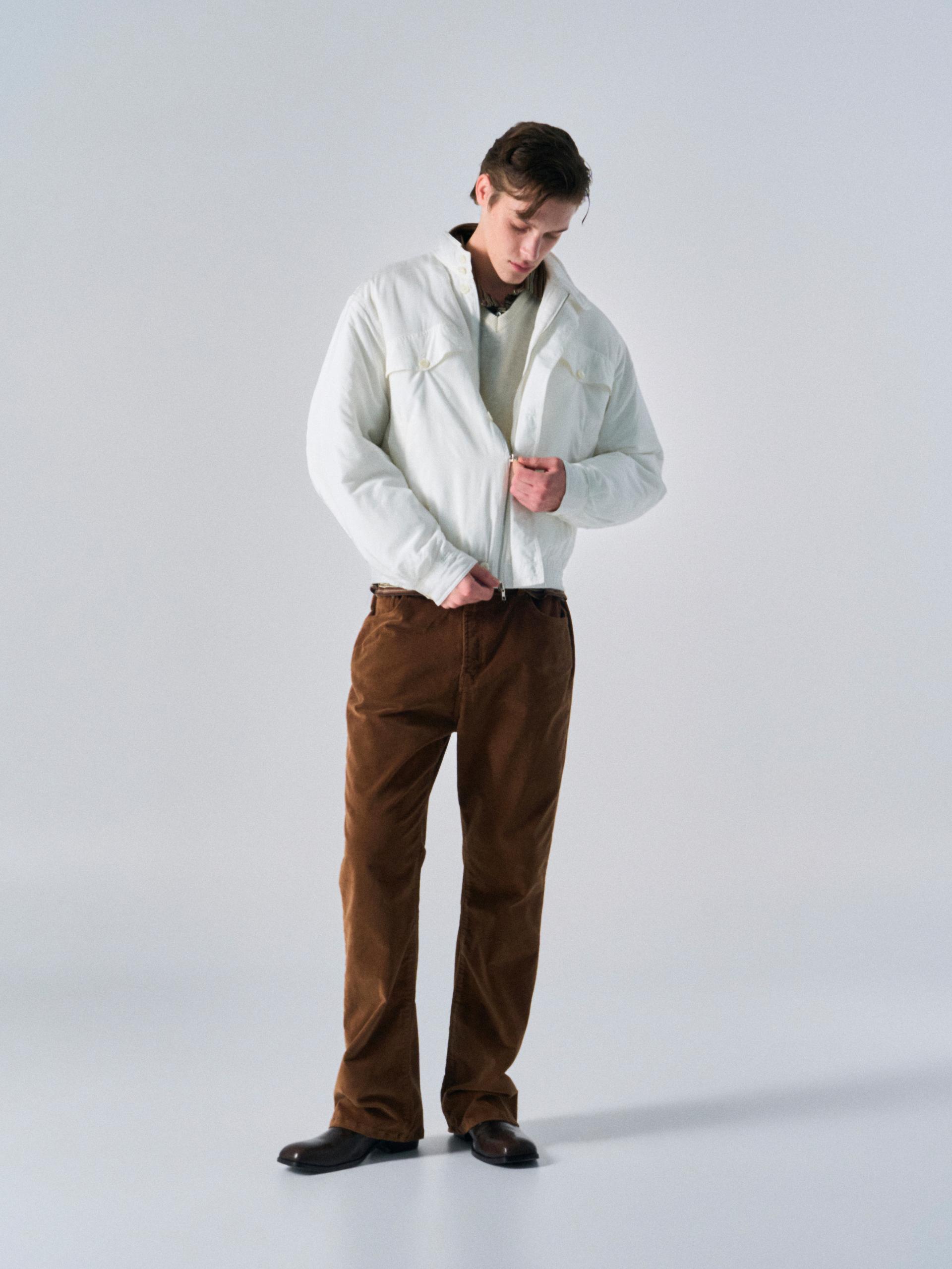 Cedric funnel-neck silk blouson white