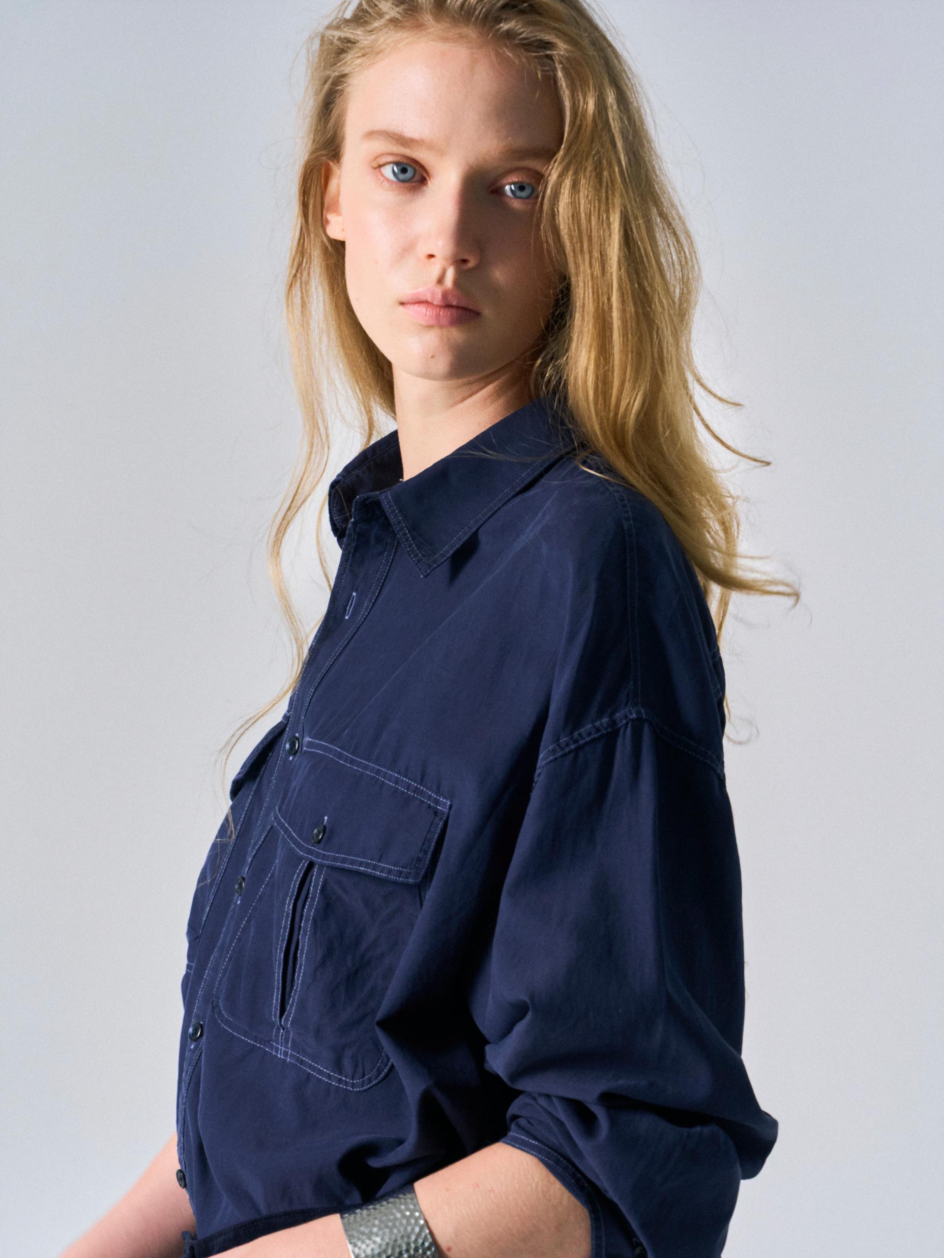 Astor silk shirt navy
