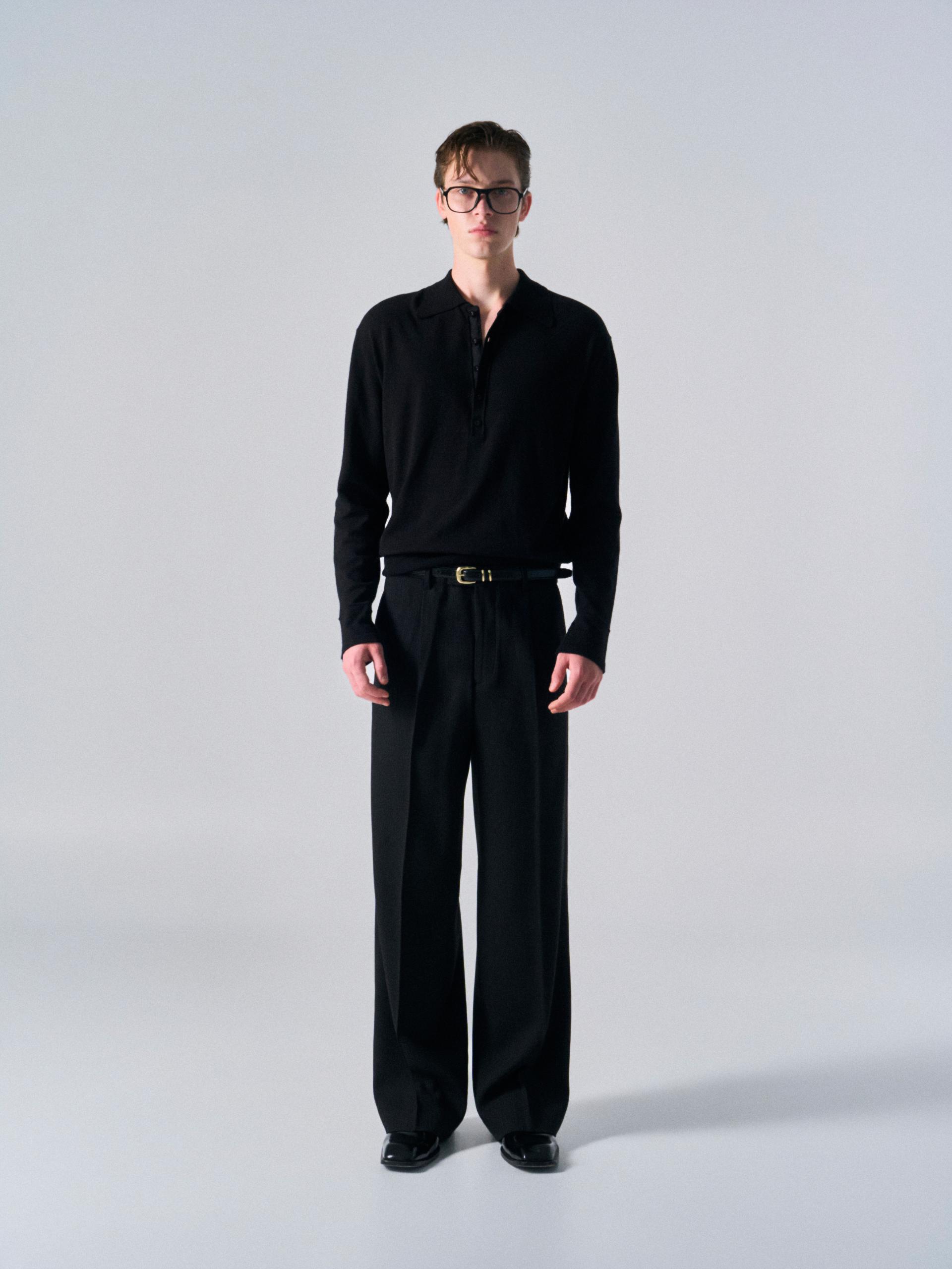 Orford pleat wide pants pin stripe