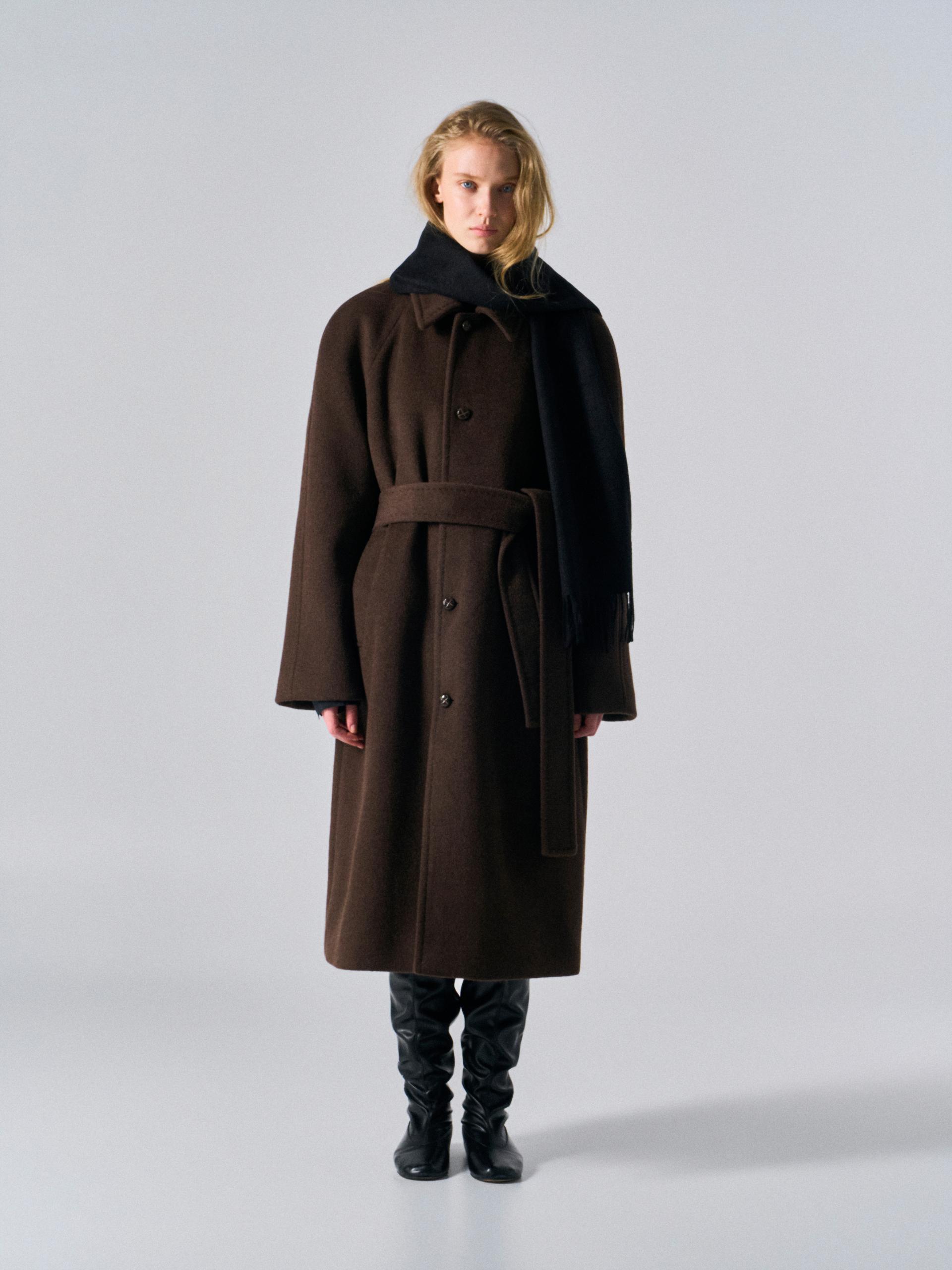Lawton cashmere arch raglan coat cinnamon