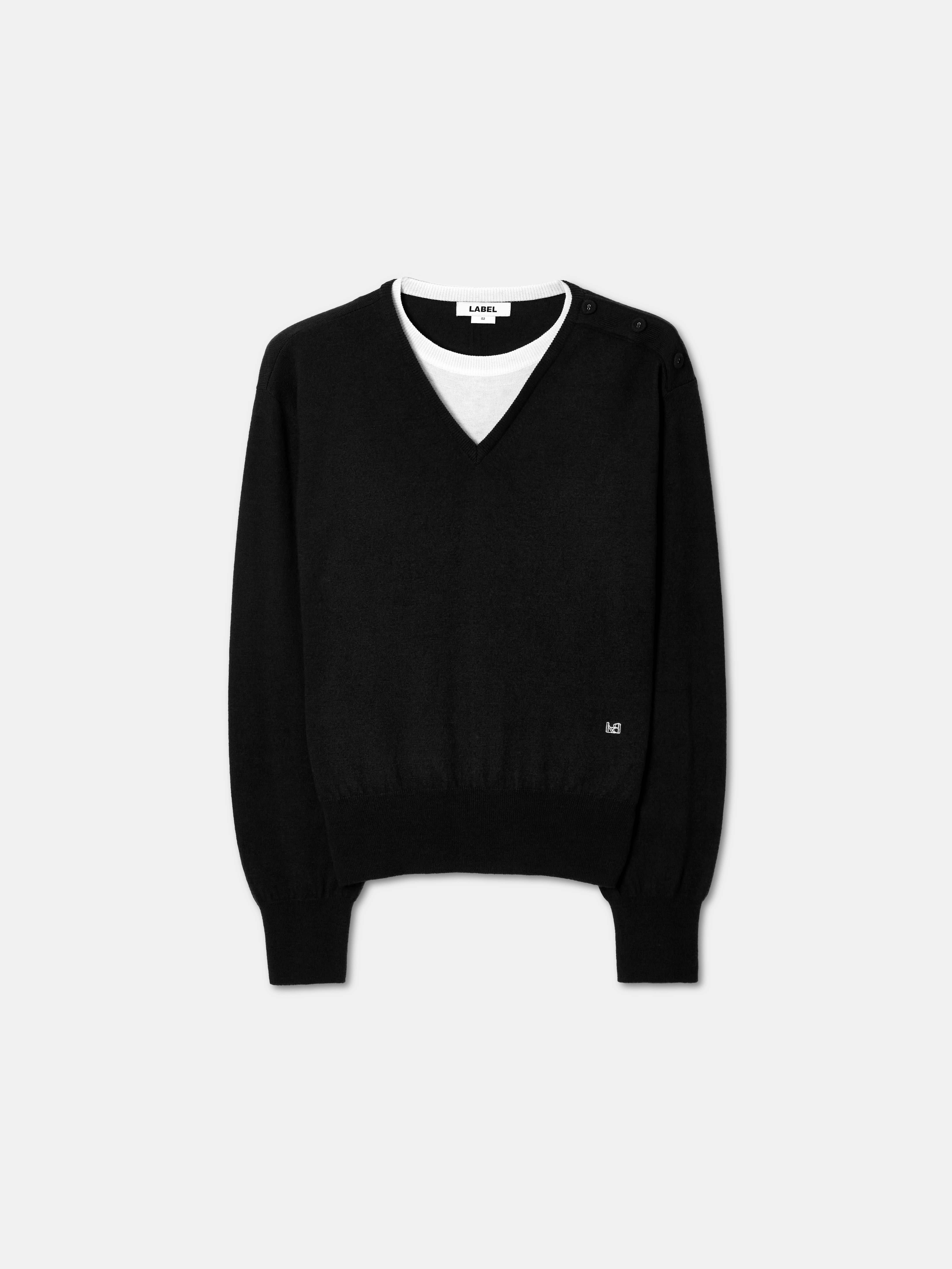 Towns layered v-neck sweater black