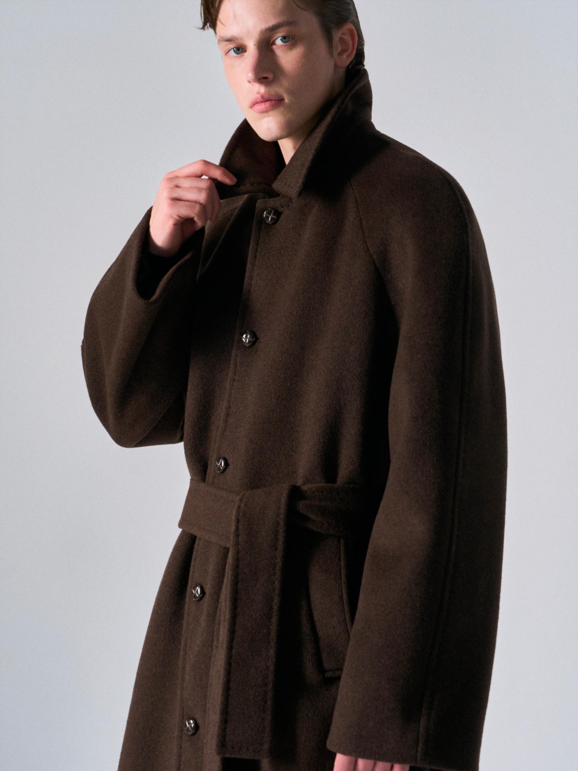 Lawton cashmere arch raglan coat cinnamon