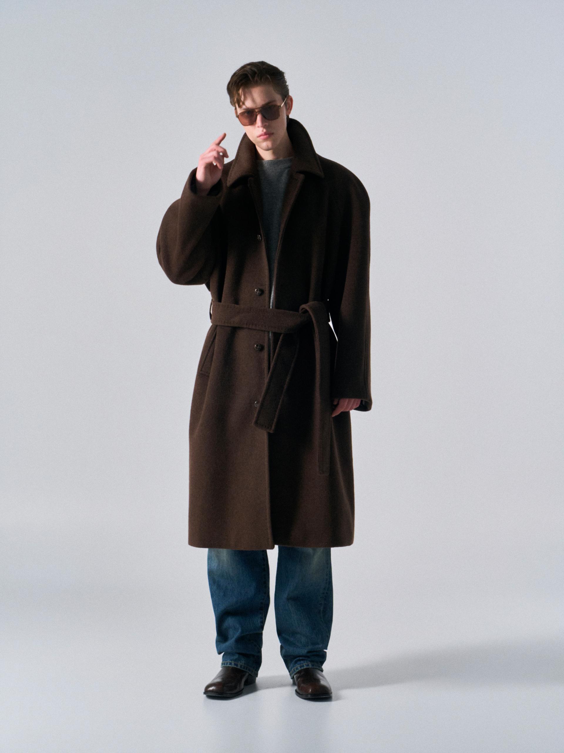 Lawton cashmere arch raglan coat cinnamon