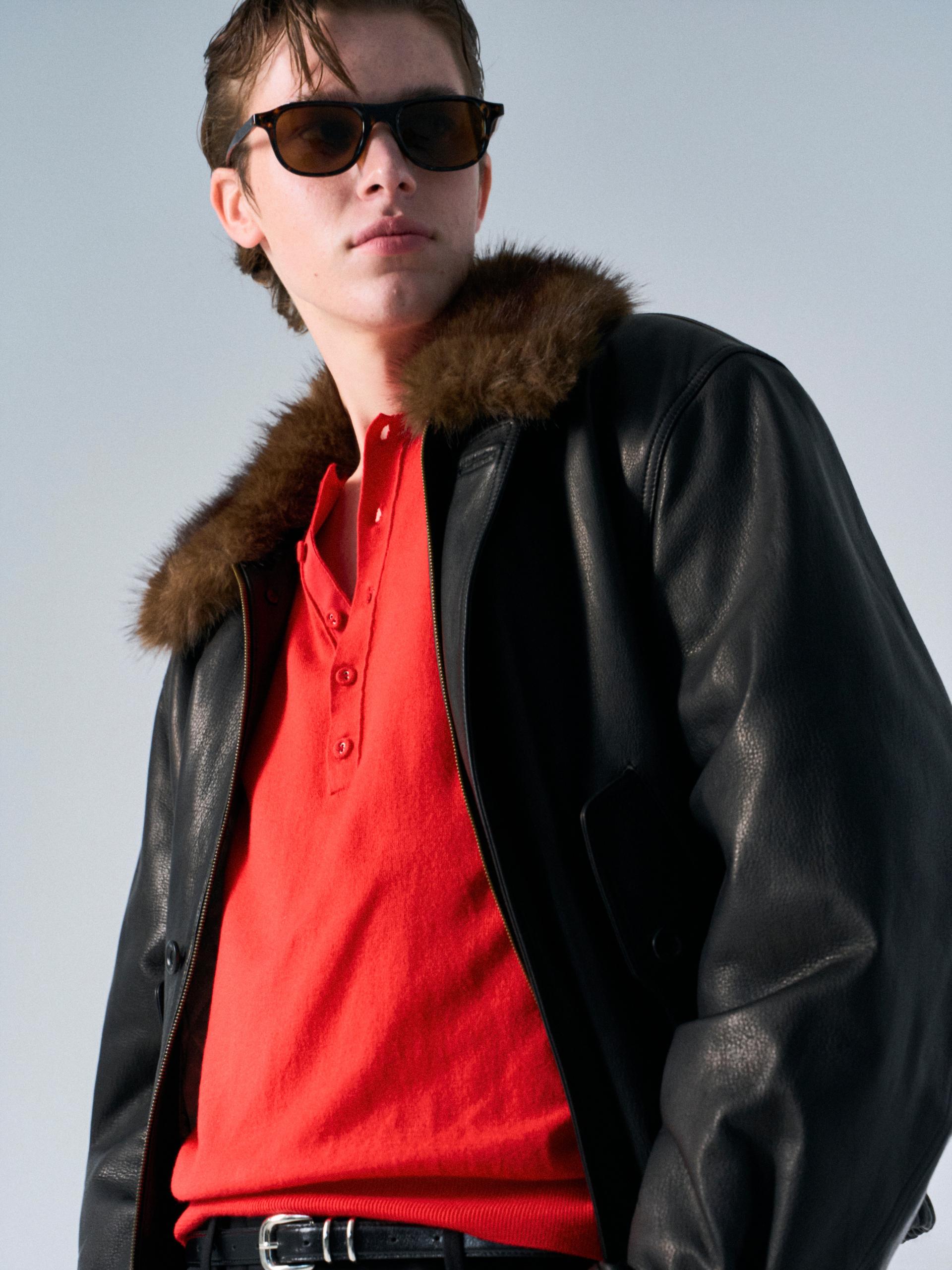 Afton padded leather jacket espresso