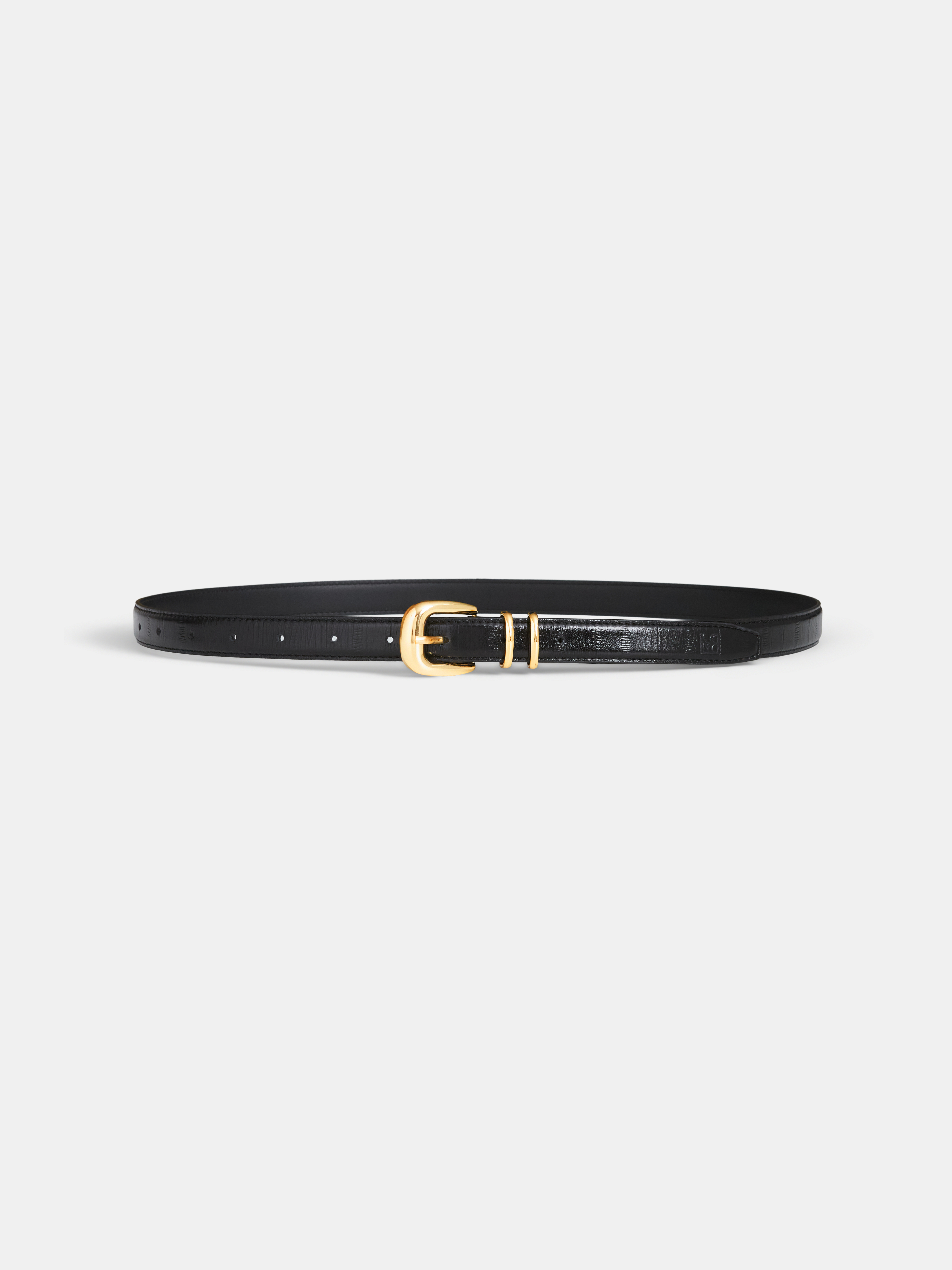 Elton double keeper eelskin belt black