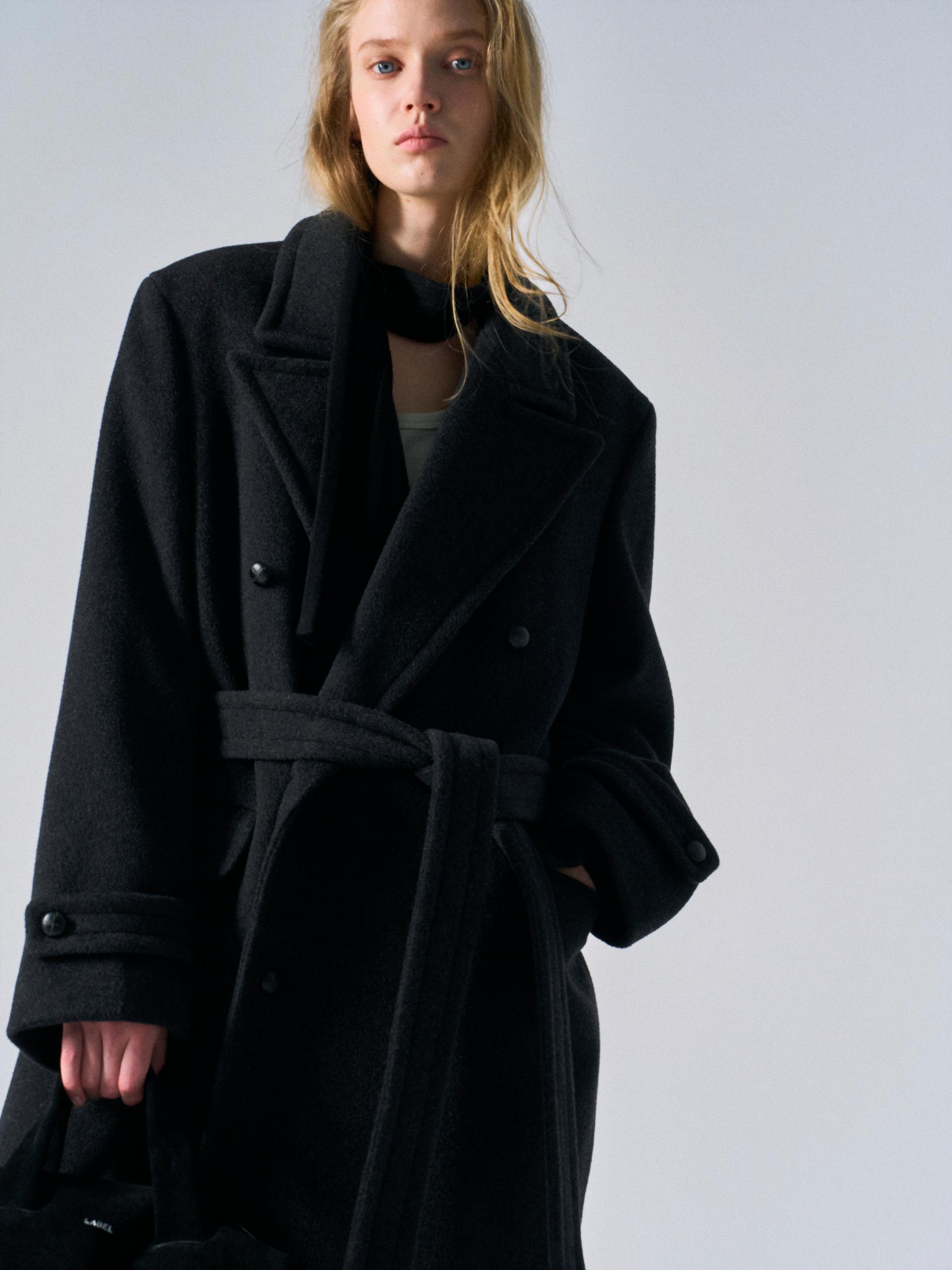 Corwin cashmere double-breasted coat charcoal