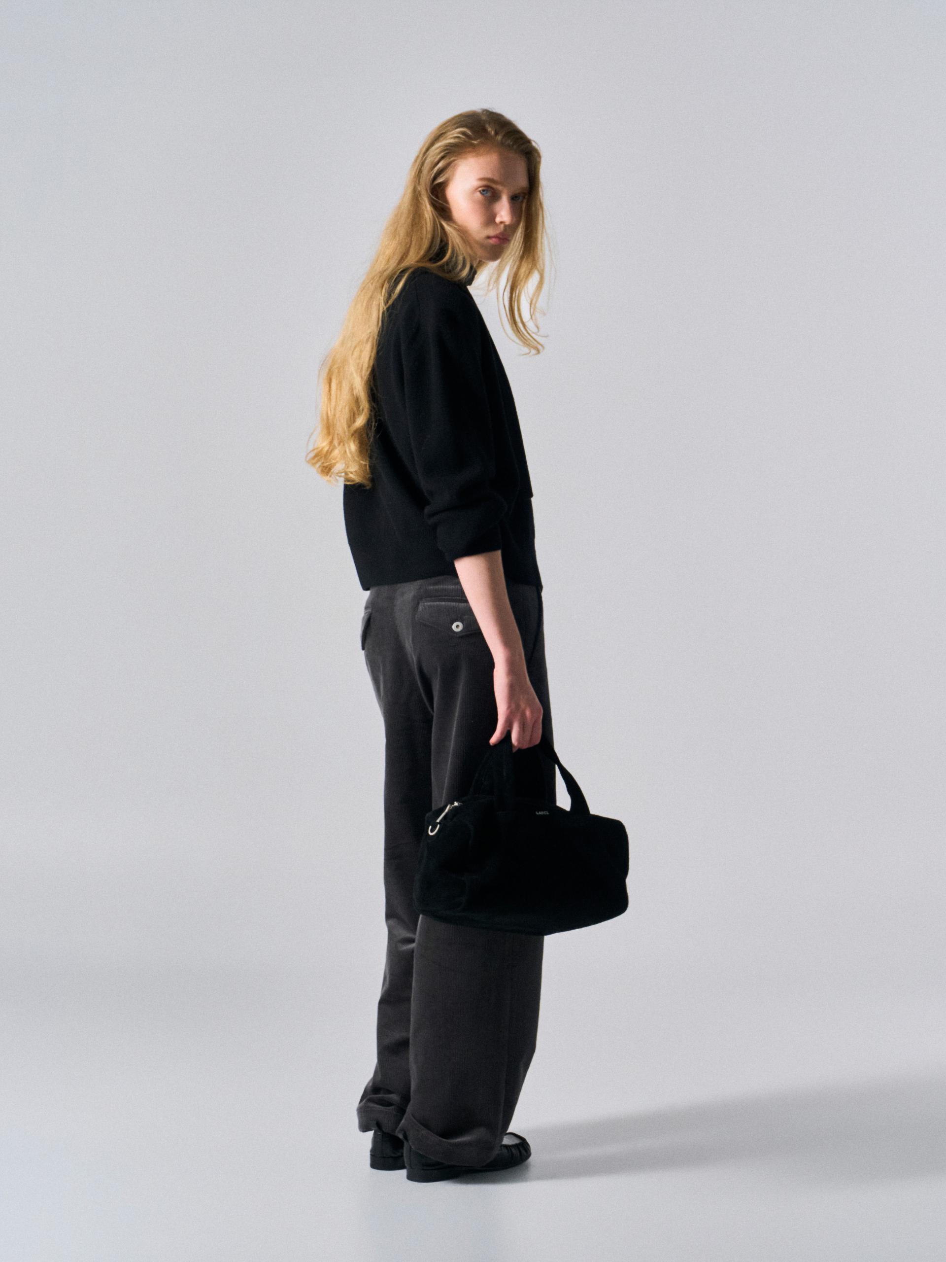 Lou border scarf cardigan black