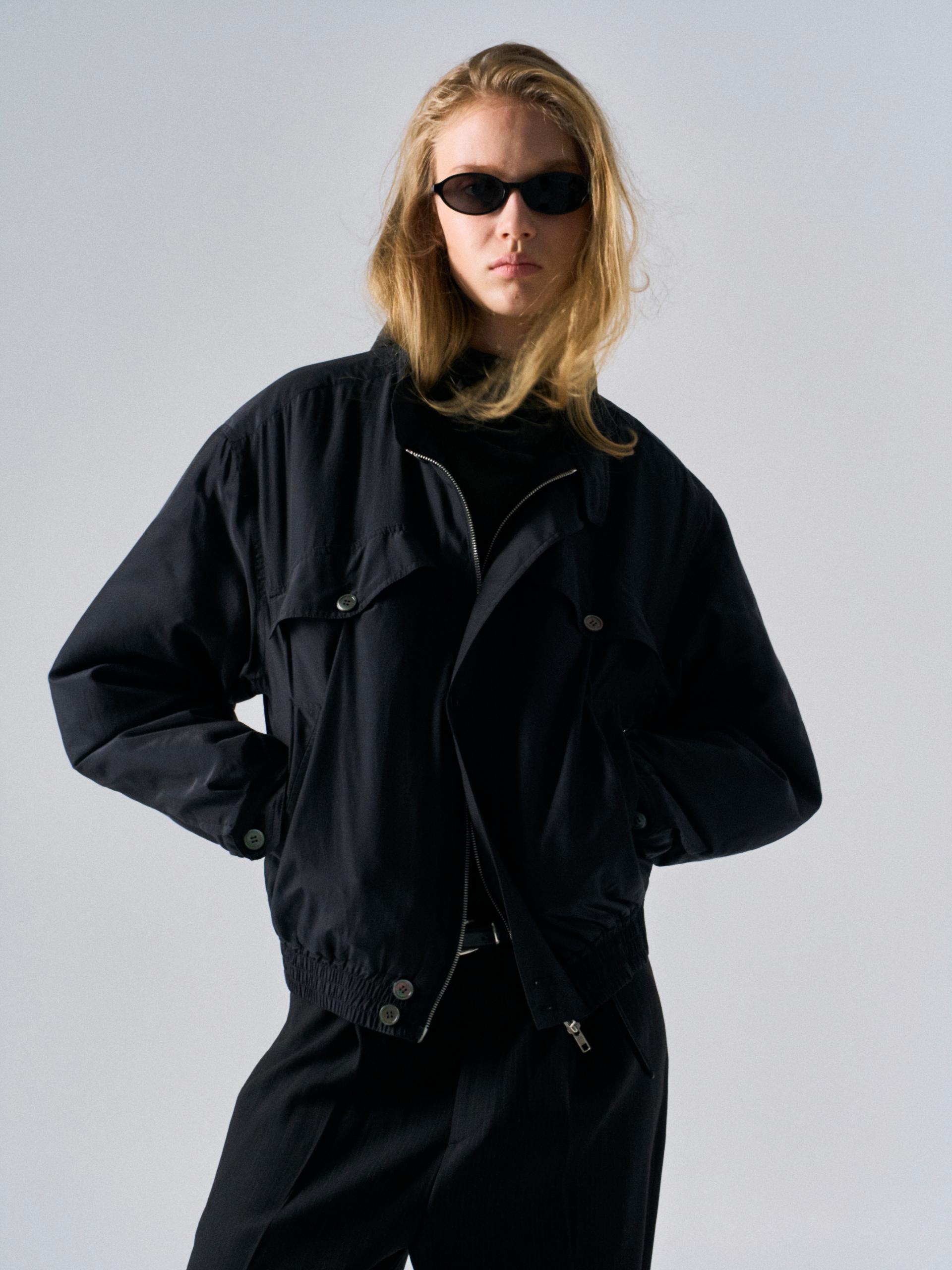 Cedric silk padded blouson black