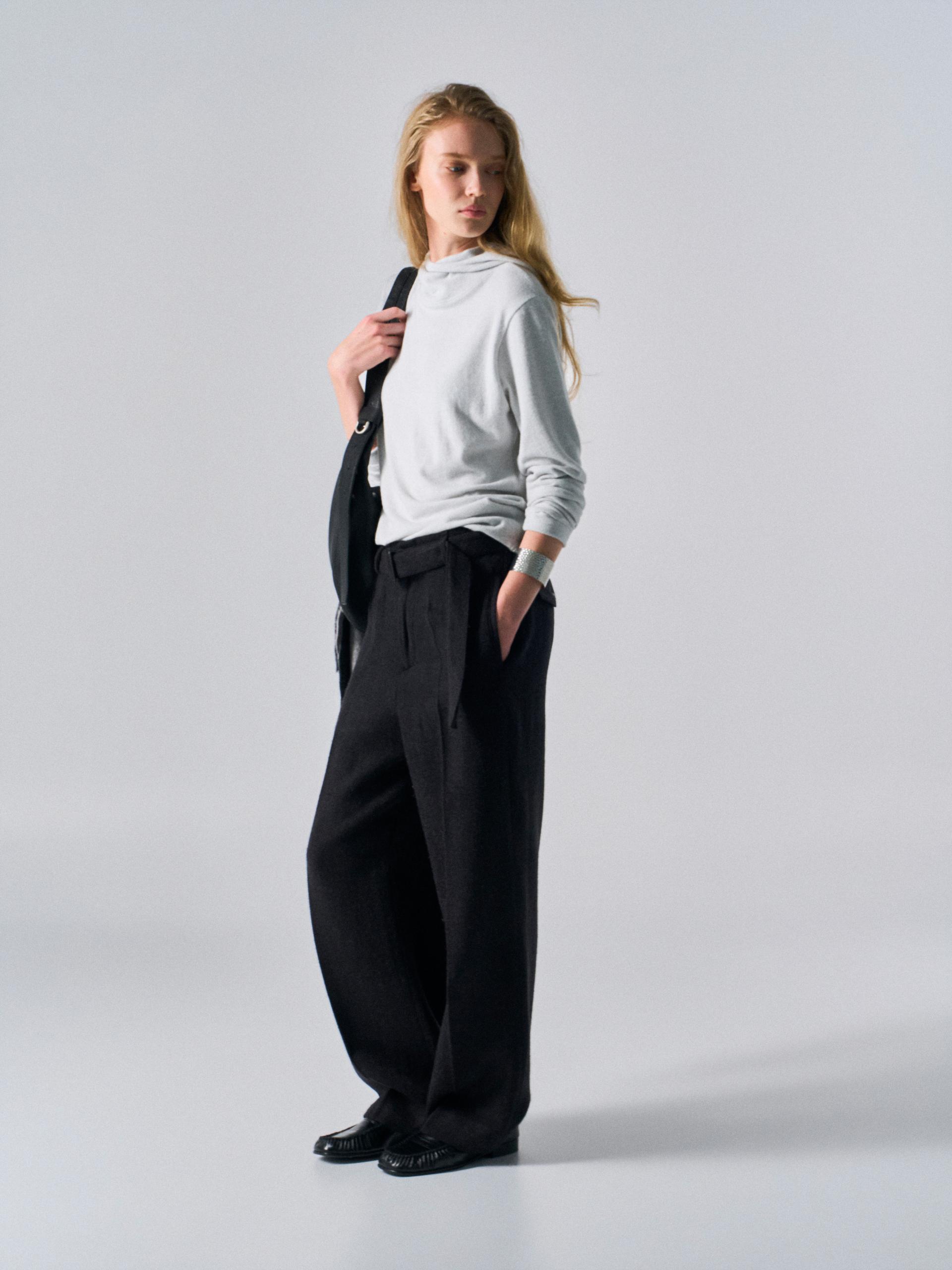 Linton shade belted pant coal