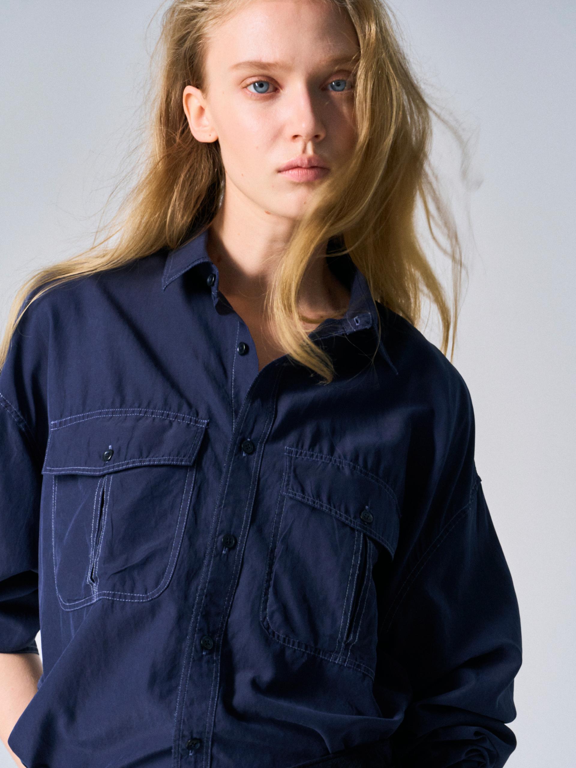 Astor silk shirt navy