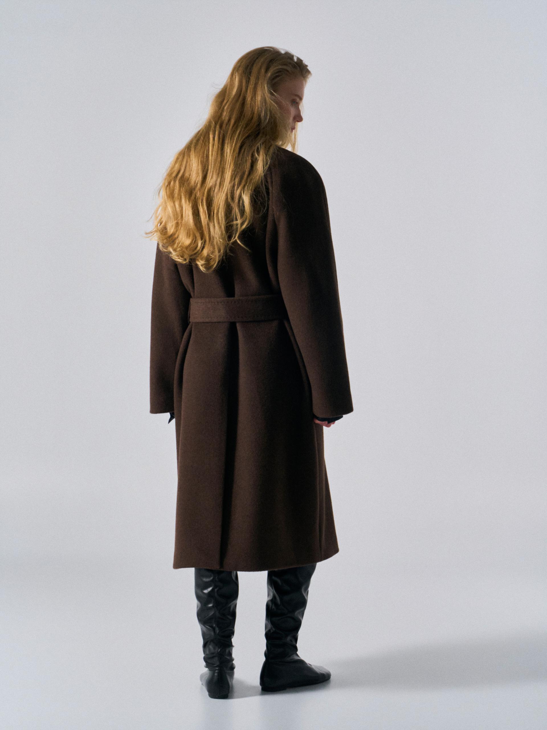Lawton cashmere arch raglan coat cinnamon