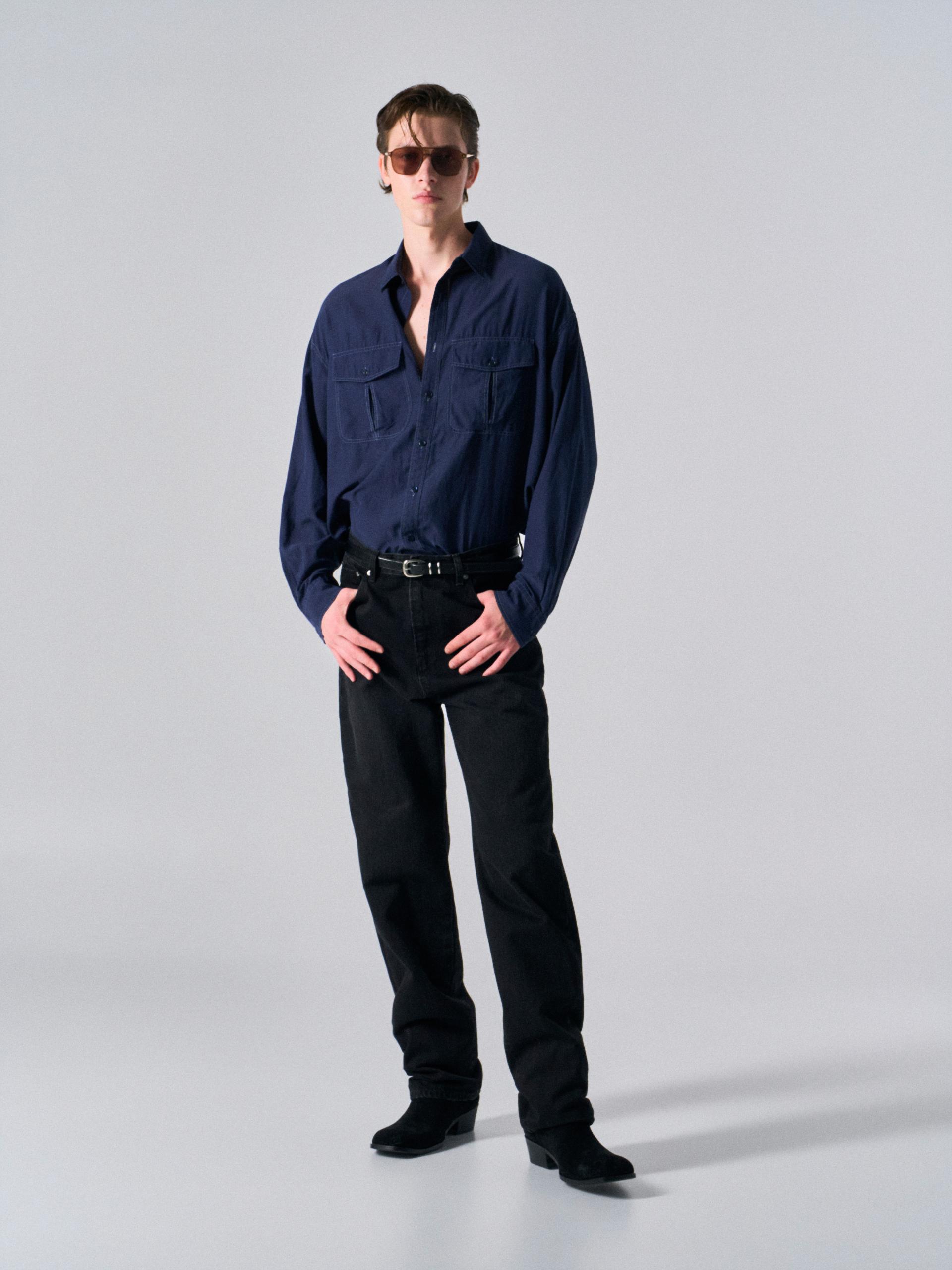 Astor silk shirt navy