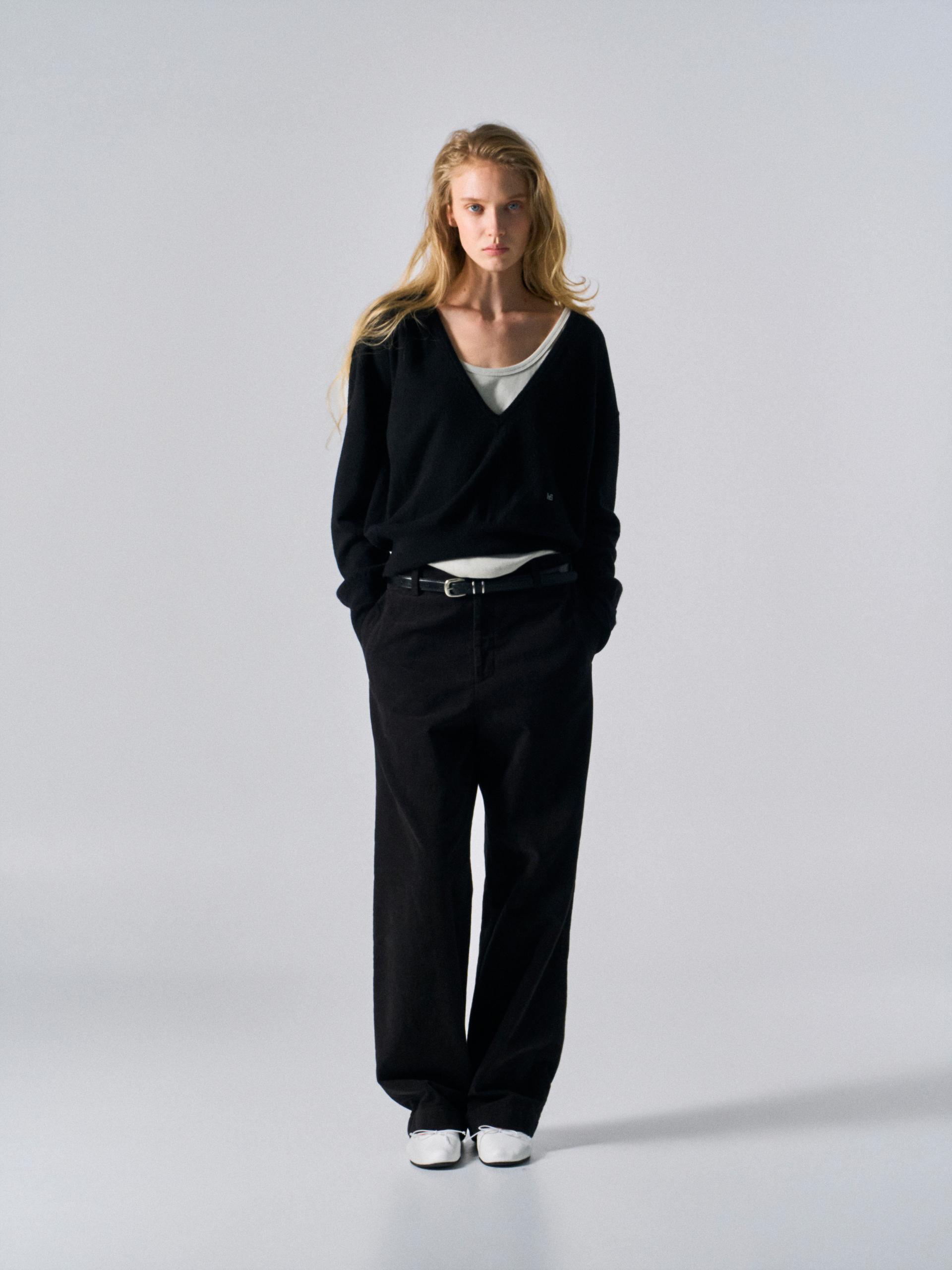 Welby washed cotton pants black