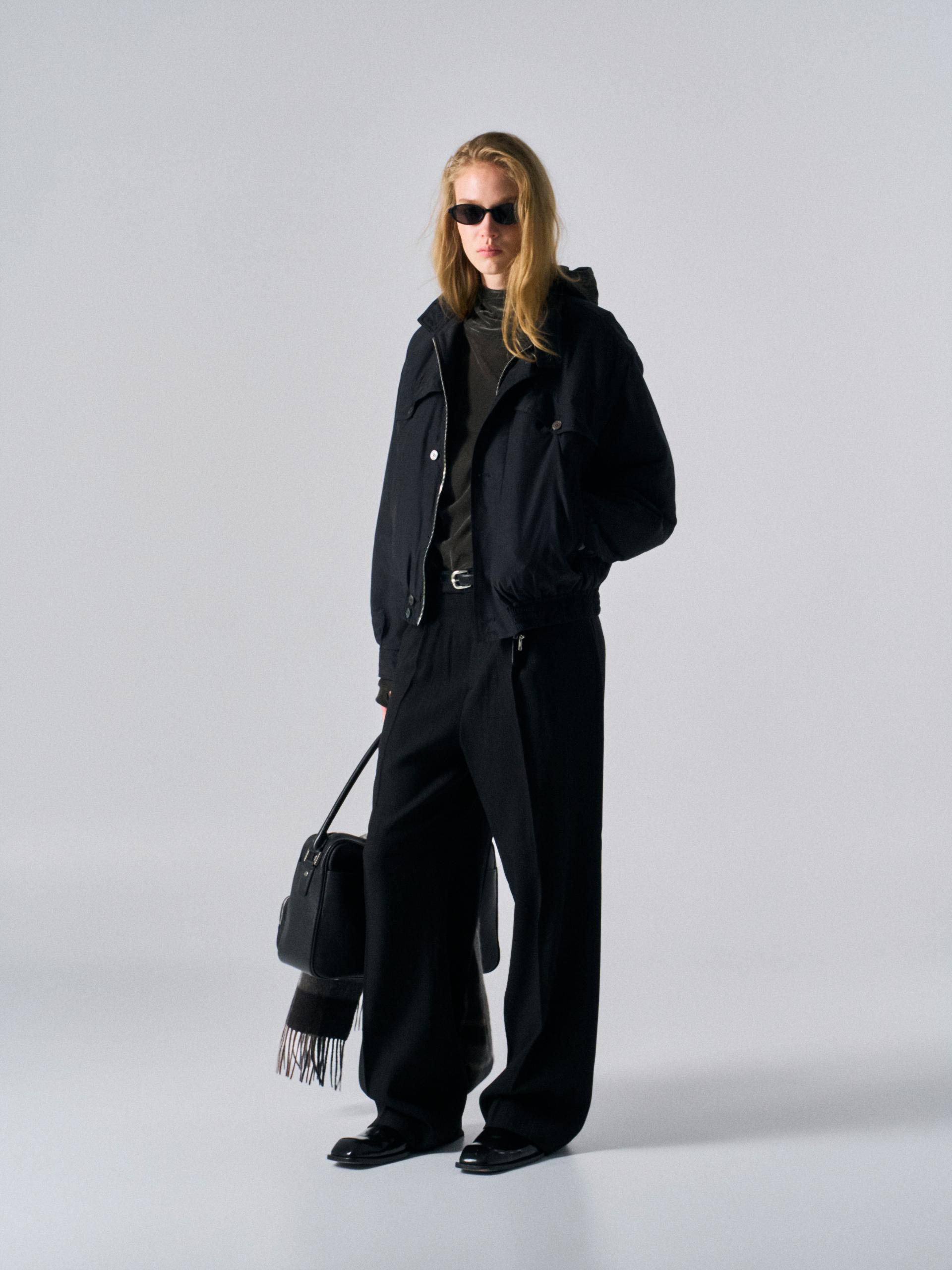 Cedric silk padded blouson black