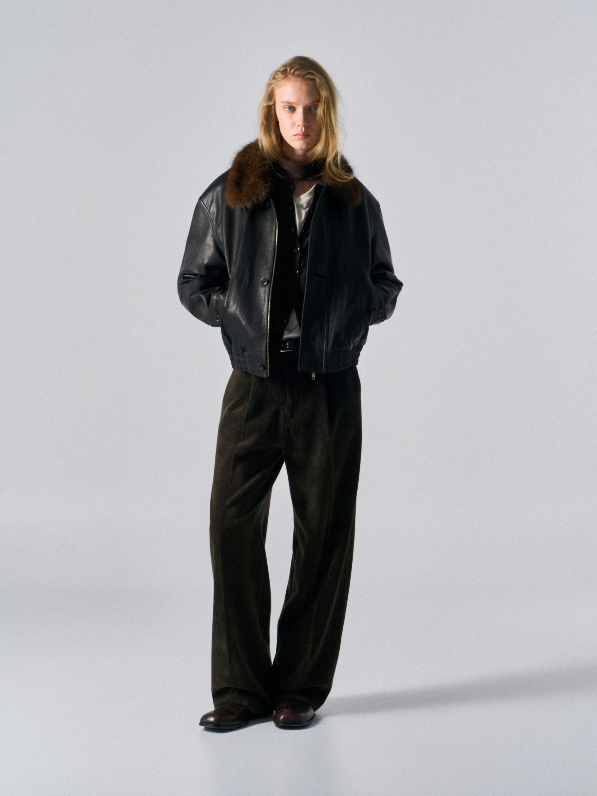 Afton padded leather jacket espresso