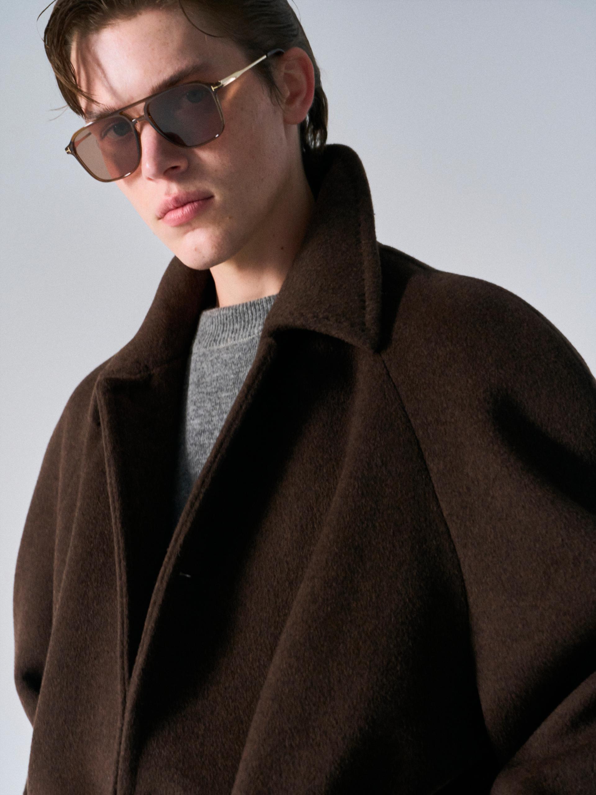 Lawton cashmere arch raglan coat cinnamon