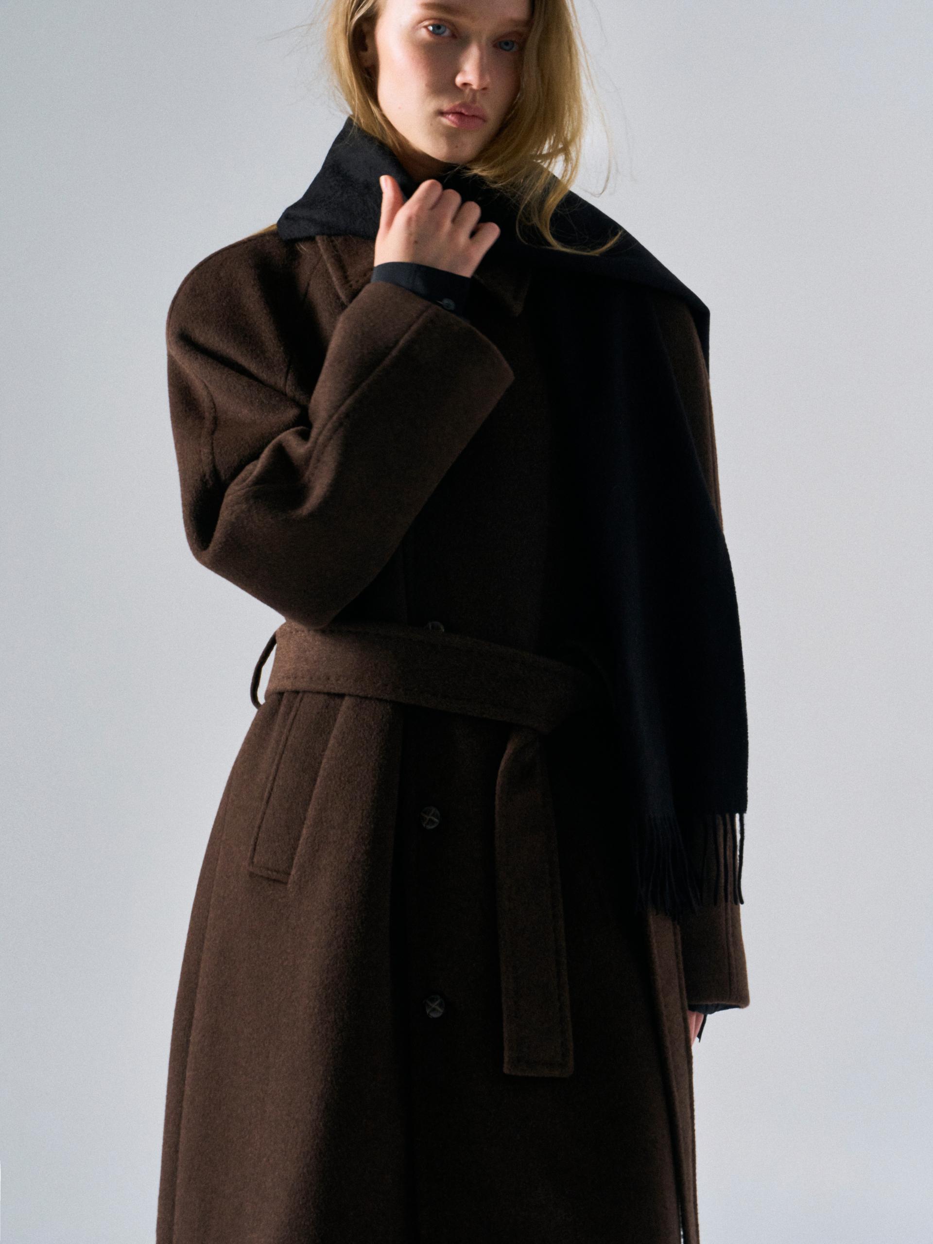 Lawton cashmere arch raglan coat cinnamon