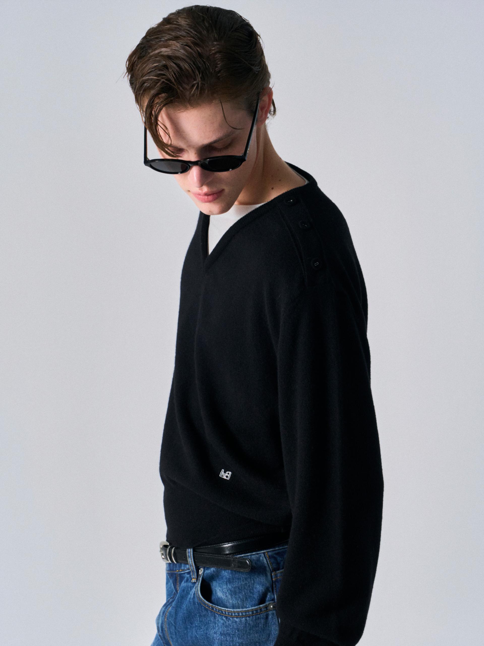 Towns layered v-neck sweater black