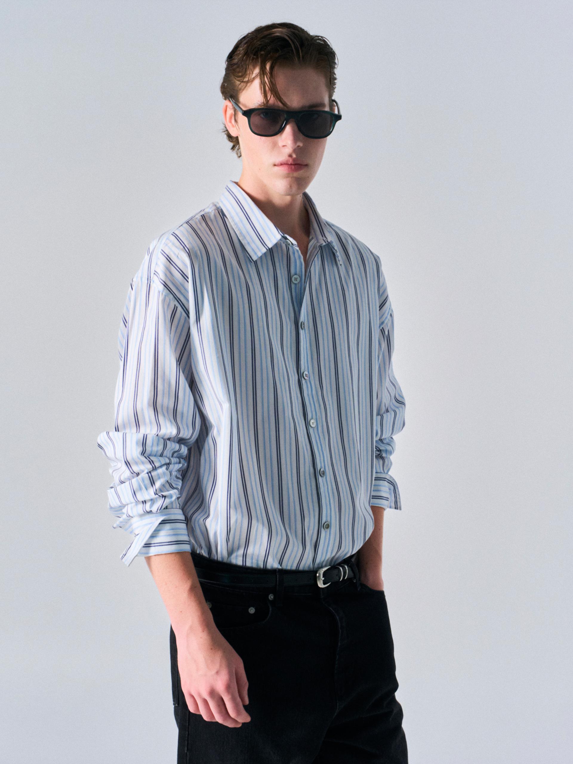 Kent turnback cuff shirt multi blue