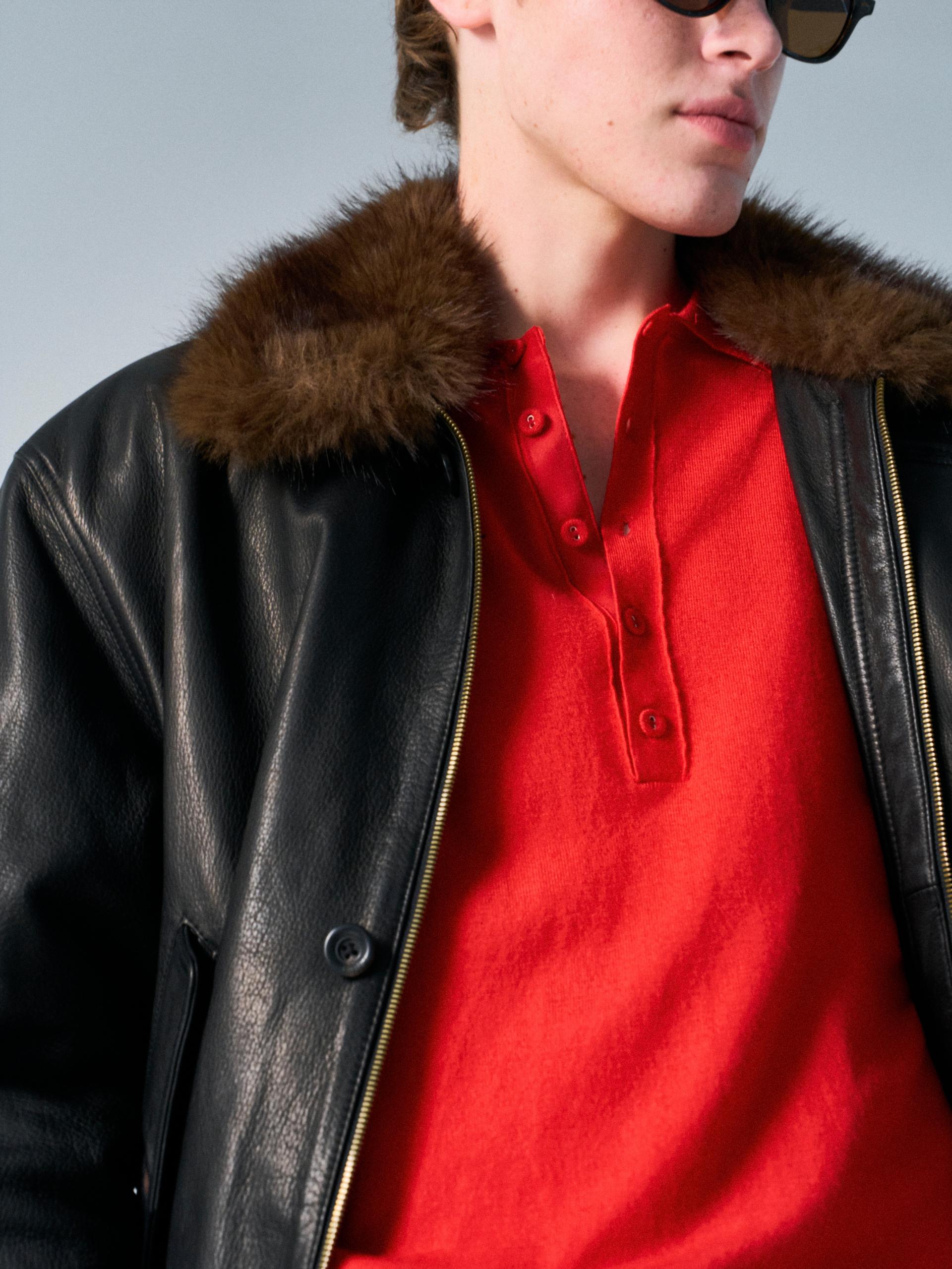 Afton padded leather jacket espresso